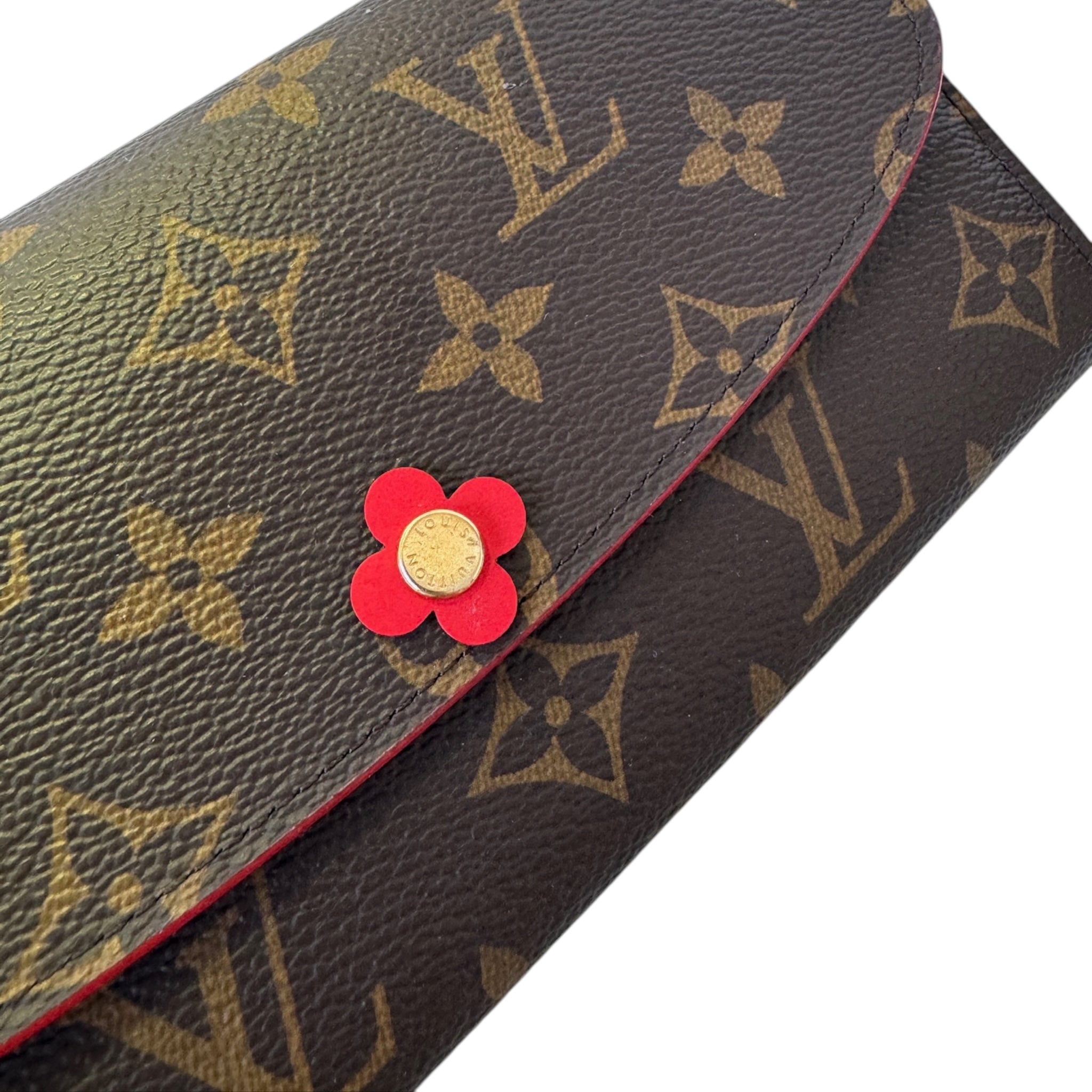 PRE-OWNED Monogram Canvas Red Emilie Flower Long Wallet