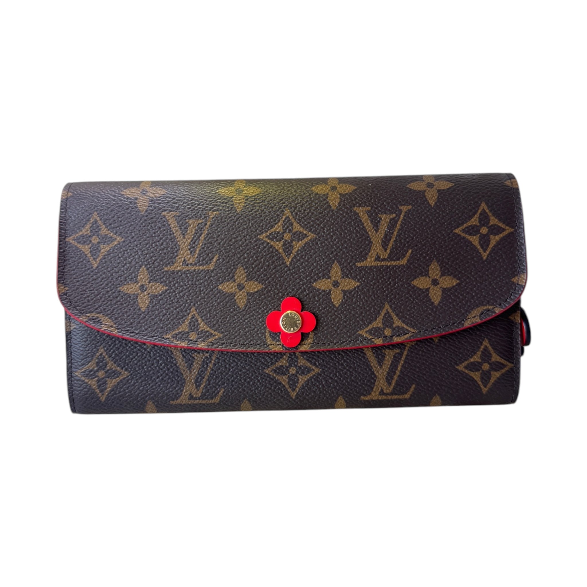 PRE-OWNED Monogram Canvas Red Emilie Flower Long Wallet