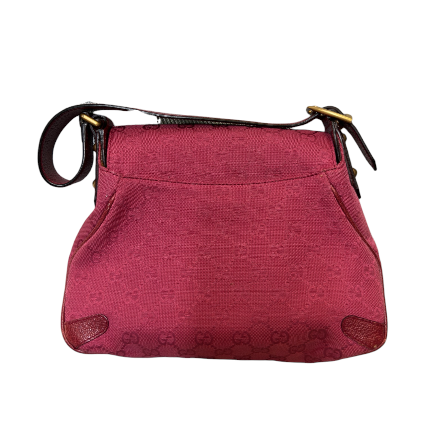 GUCCI - Bolso de hombro pequeño con cadena Horsebit en lona GG en color rosa