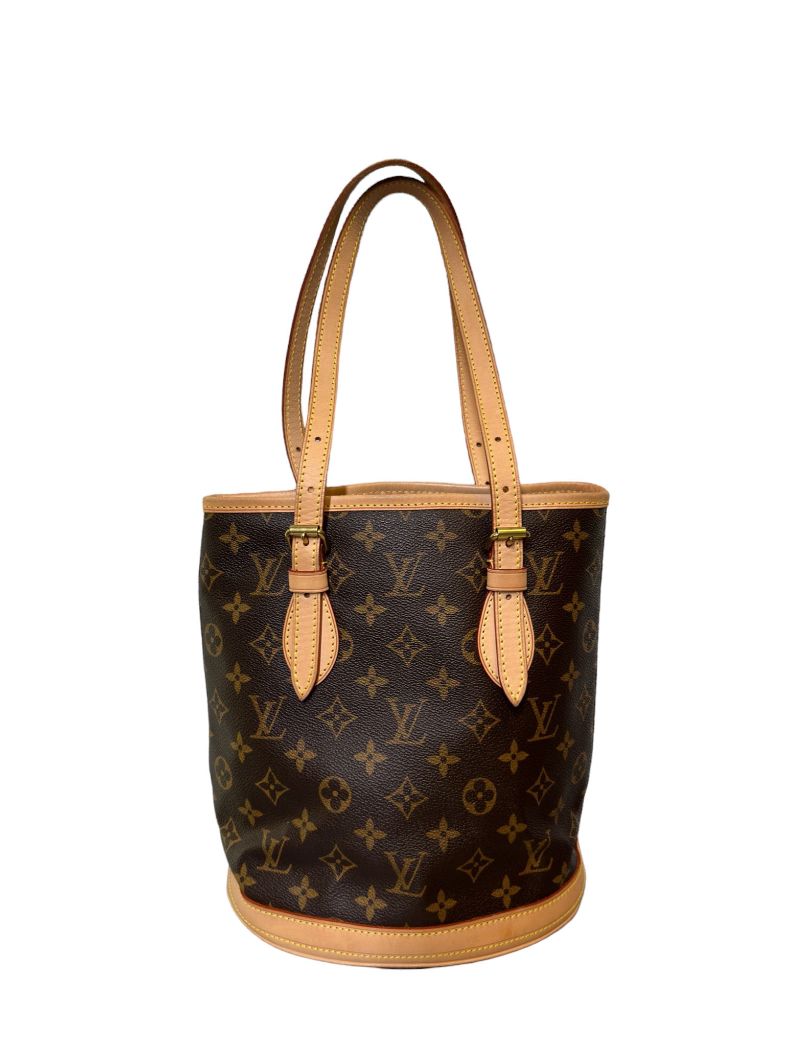 LOUIS VUITTON - Bolso de mano Petit Bucket de lona con monograma
