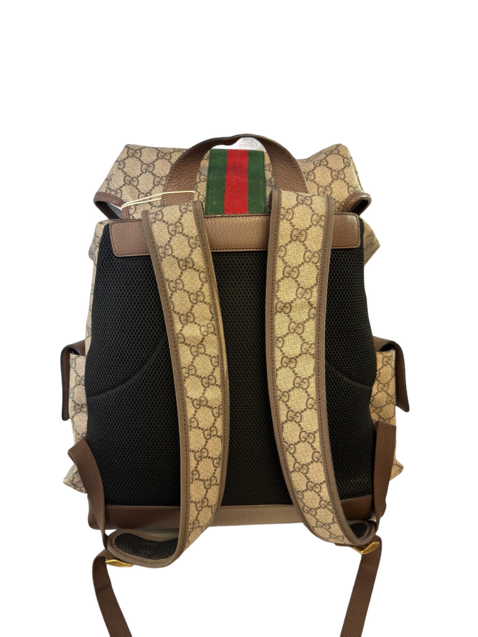 GUCCI - Mochila con solapa Ophidia de lona revestida con GG, tamaño mediano