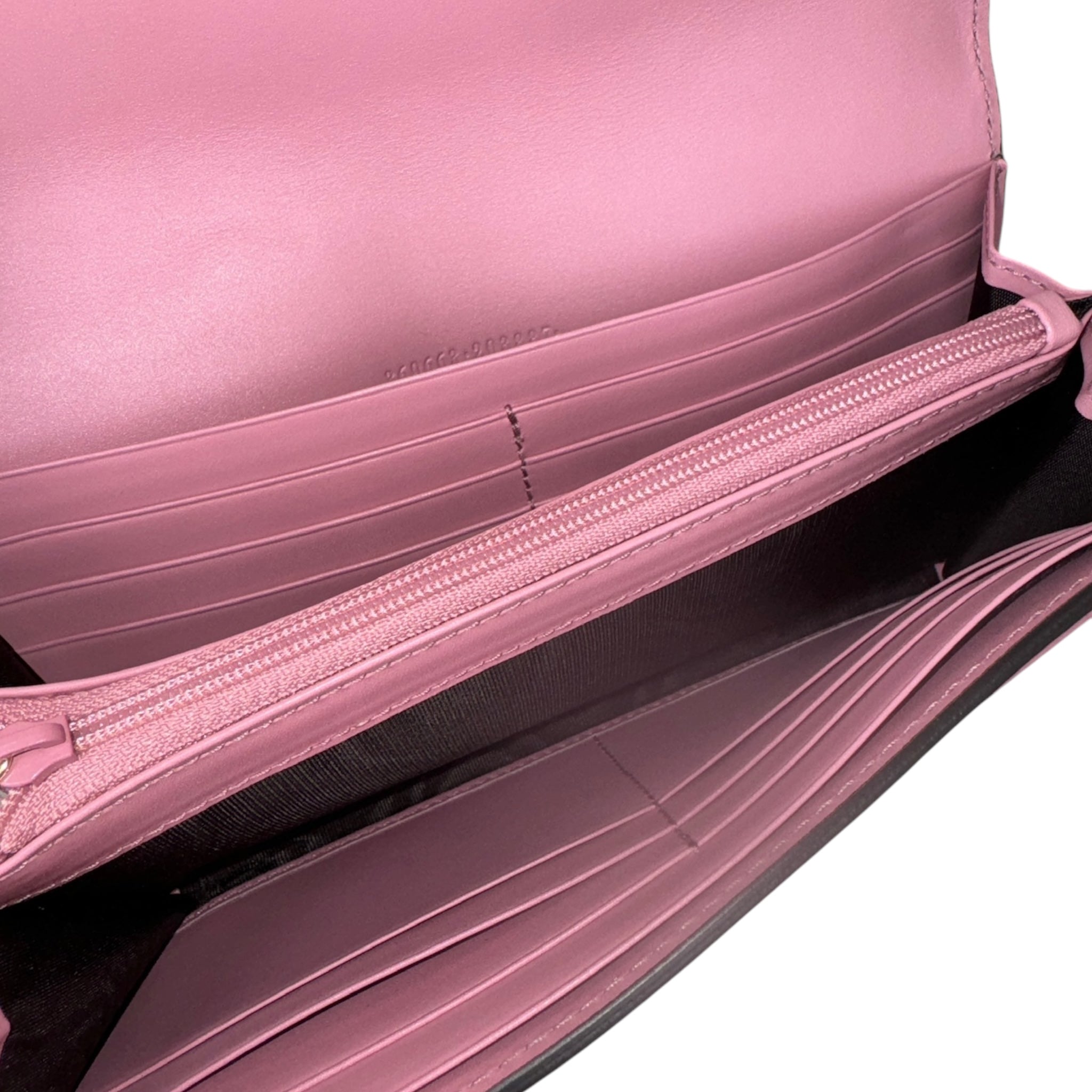 Cartera continental Guccissima Signature Icon de piel rosa GG de segunda mano