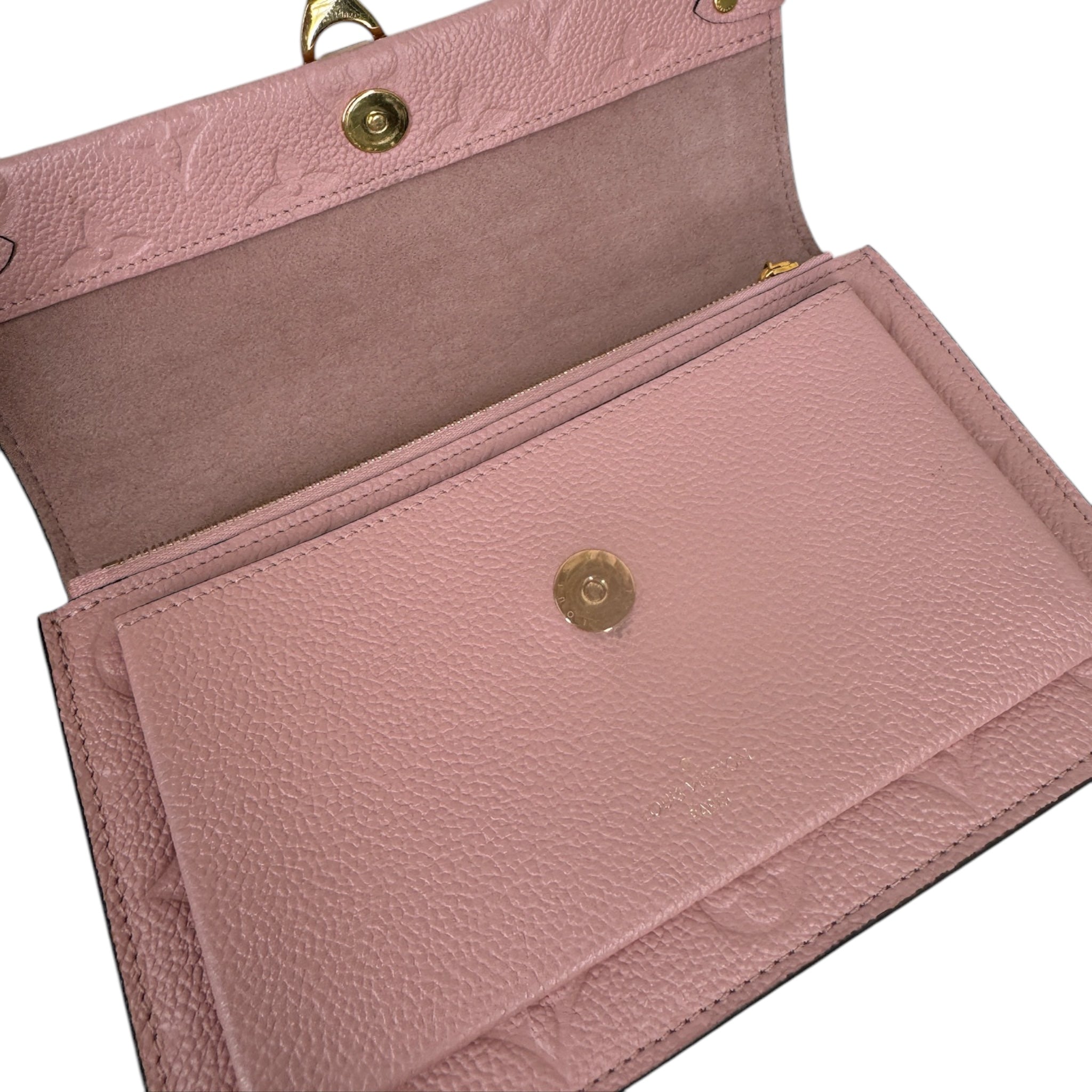 PRE-OWNED LV Pink Monogram Empreinte Vavin Wallet on Chain