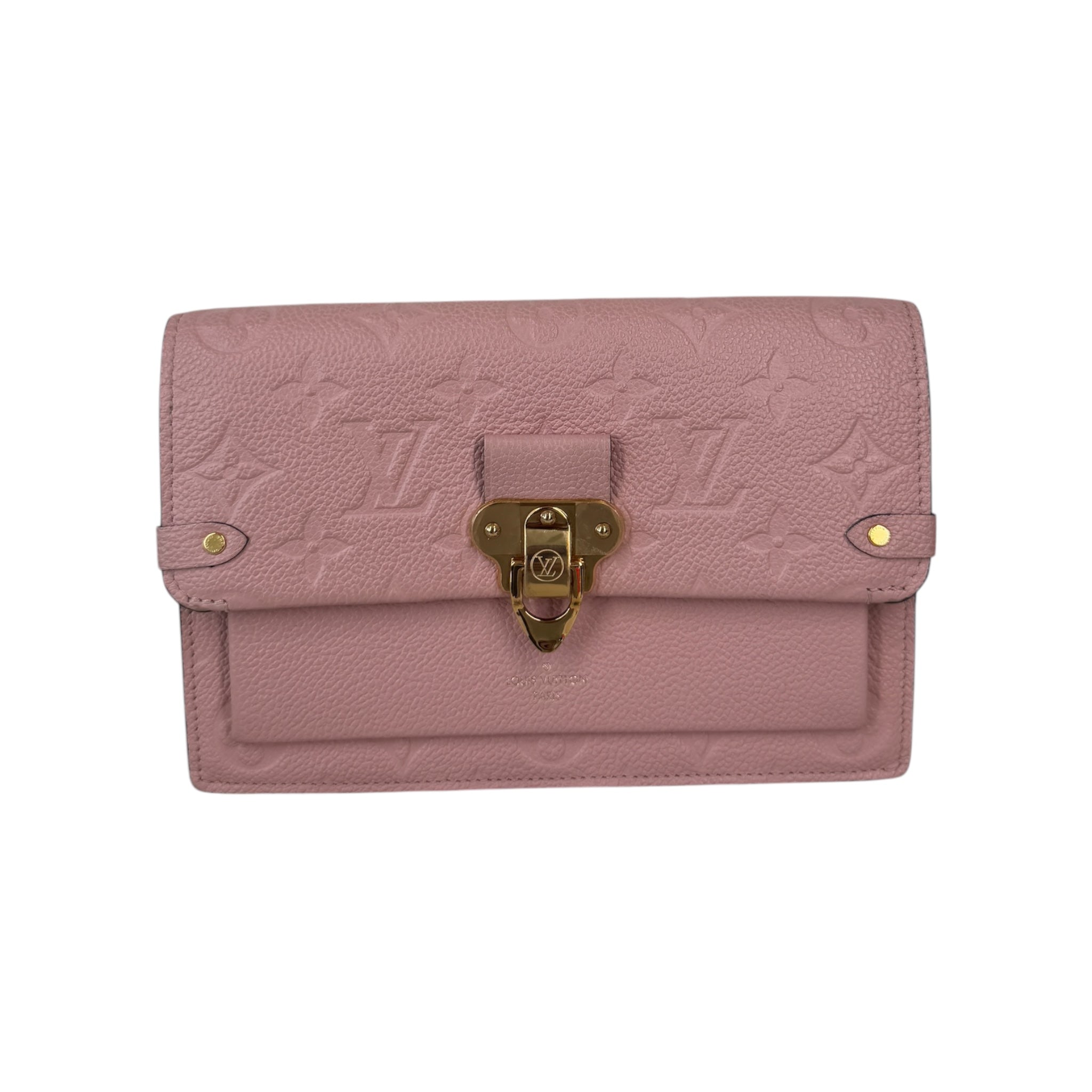 PRE-OWNED LV Pink Monogram Empreinte Vavin Wallet on Chain
