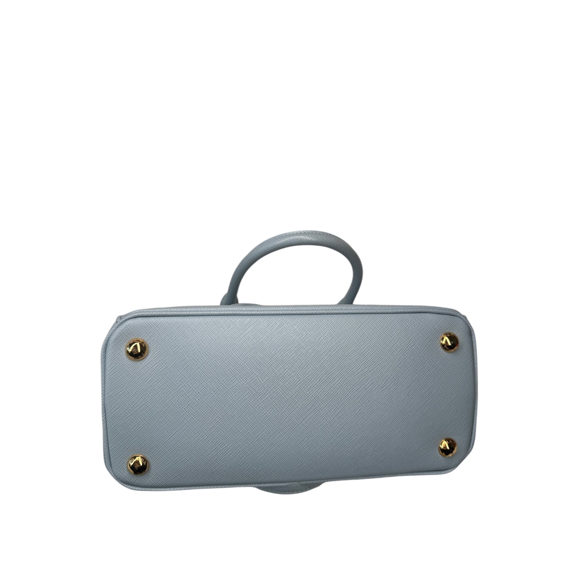 PRE-OWNED Light Blue Saffiano Lux Galleria Mini Handbag