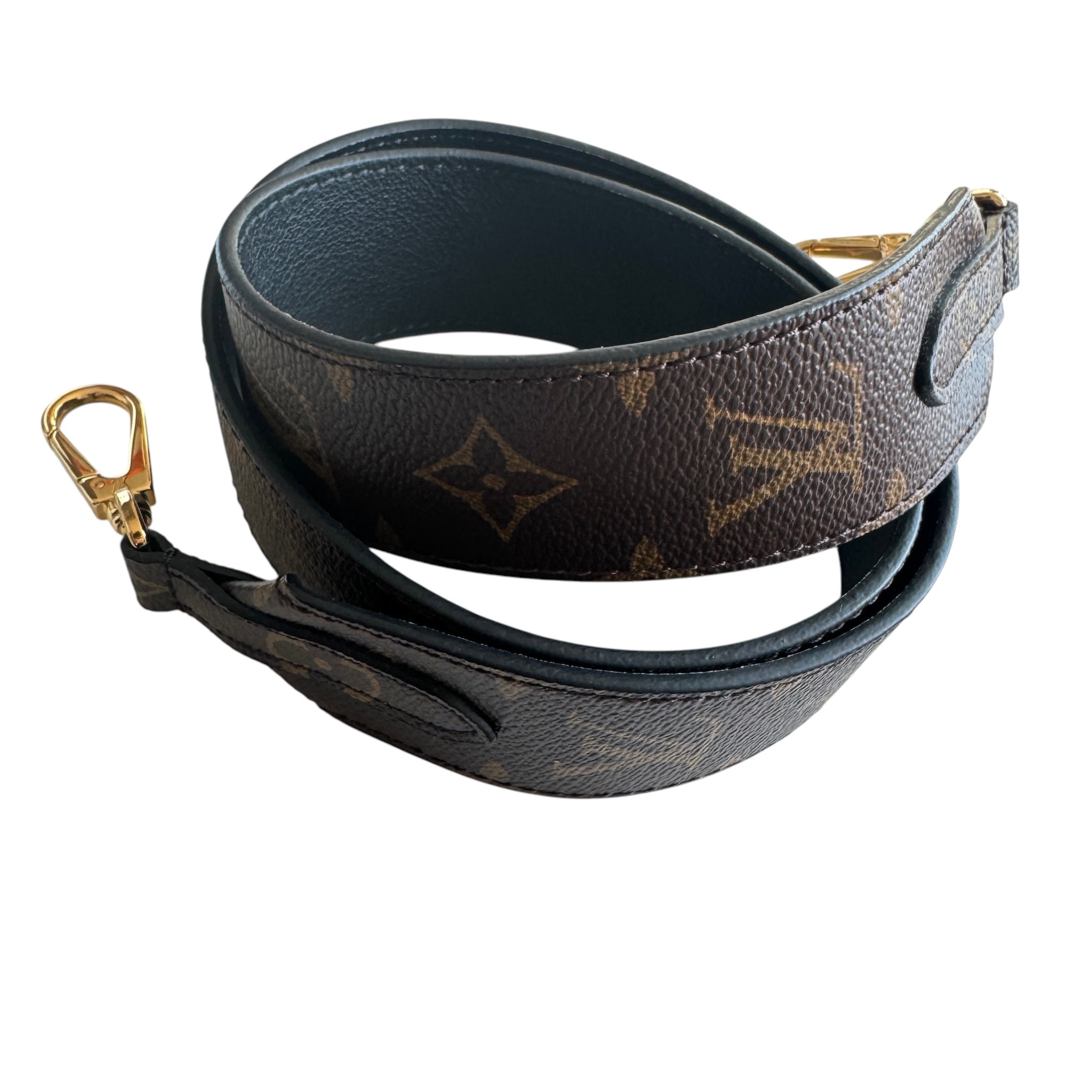 PRE-OWNED LV Black Monogram Canvas Bandouliere Strap