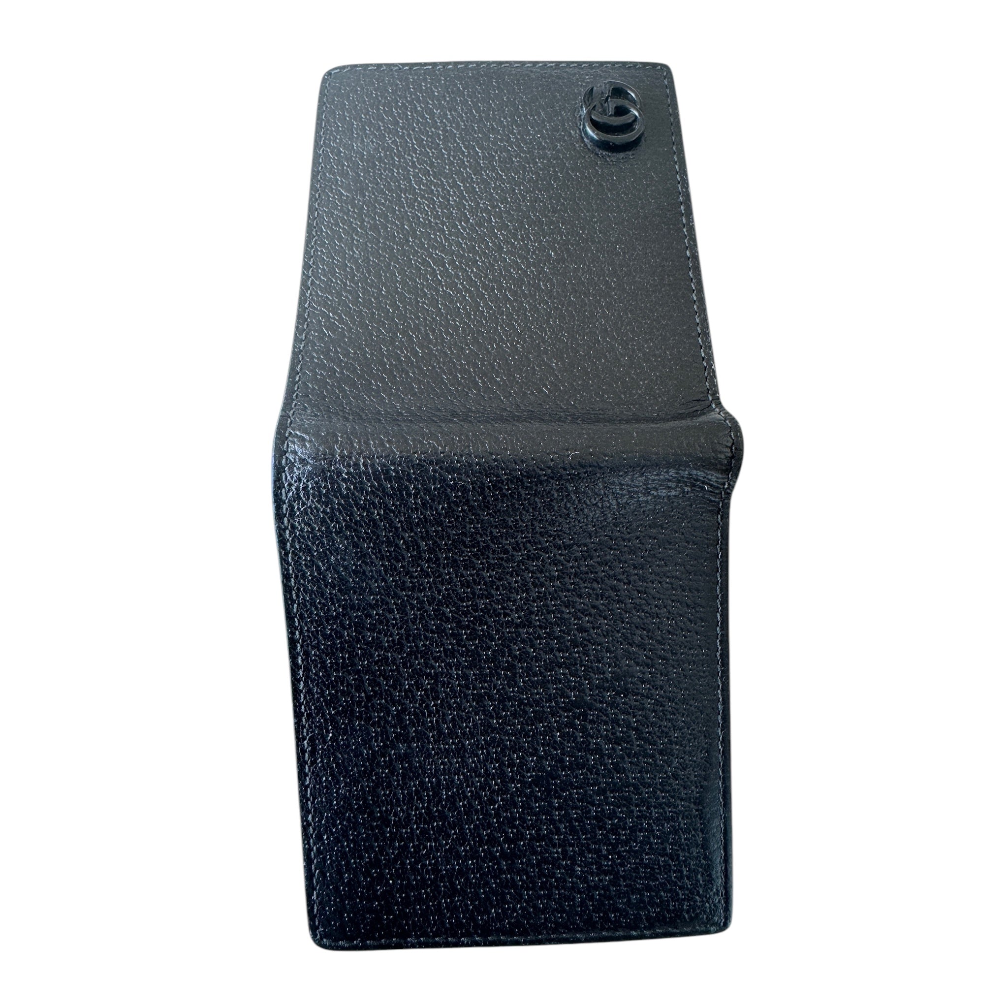 Cartera corta GG Marmont de piel granulada negra de segunda mano