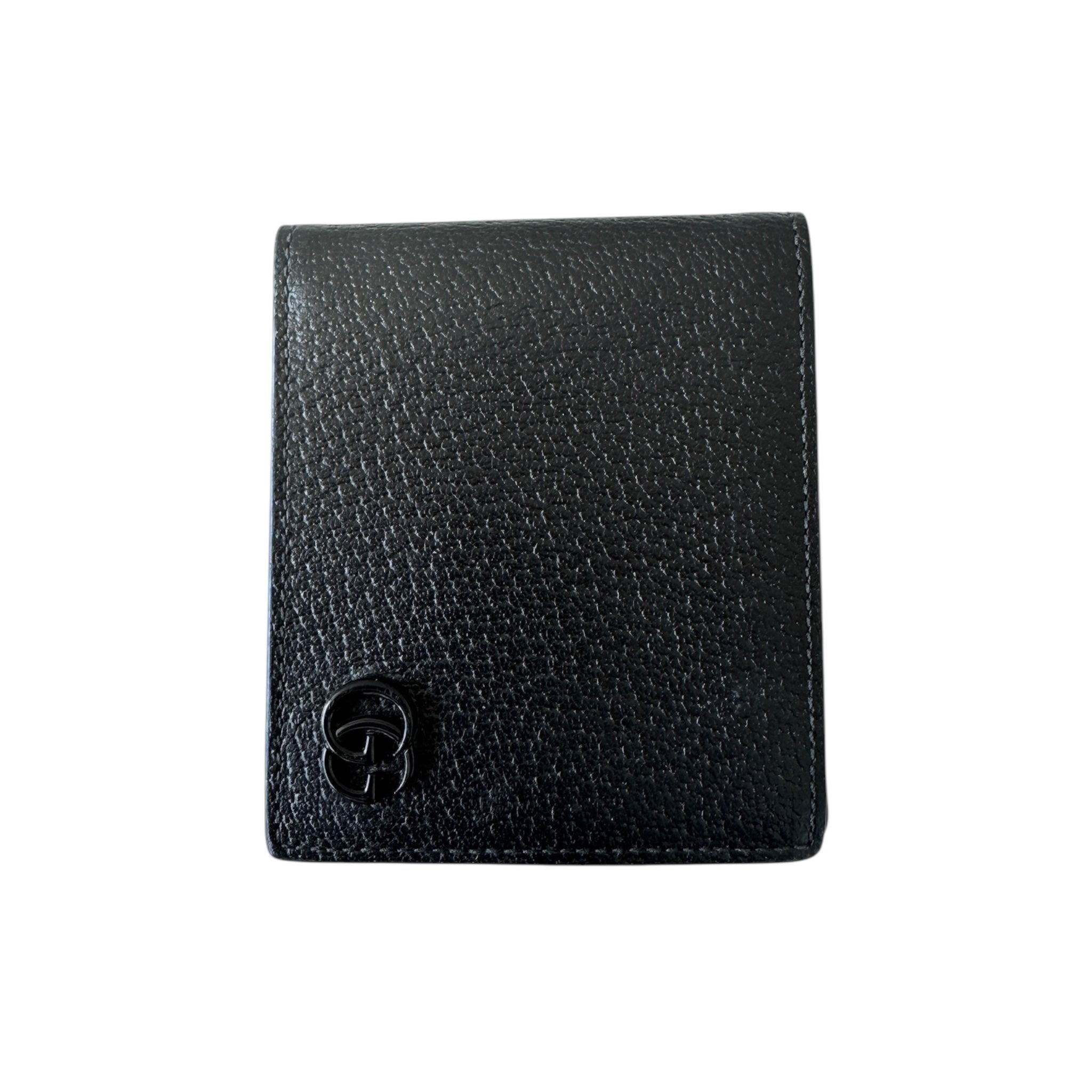 Cartera corta GG Marmont de piel granulada negra de segunda mano