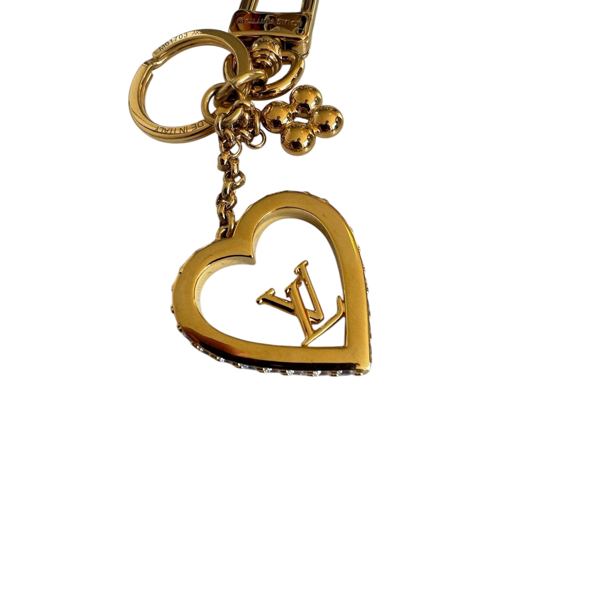 PRE-OWNED LV Gold Heart with Brilliant Bag Charm