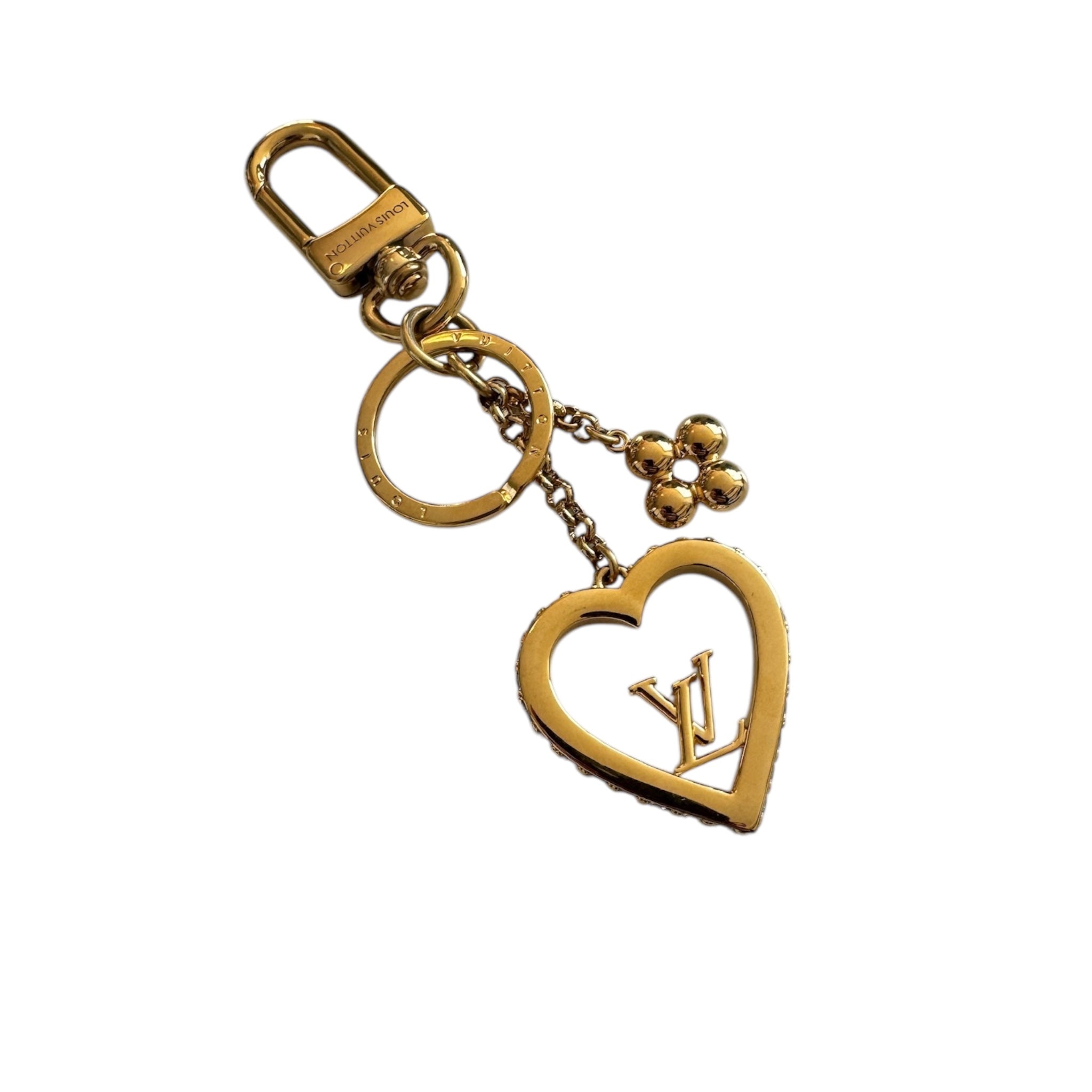 PRE-OWNED LV Gold Heart with Brilliant Bag Charm