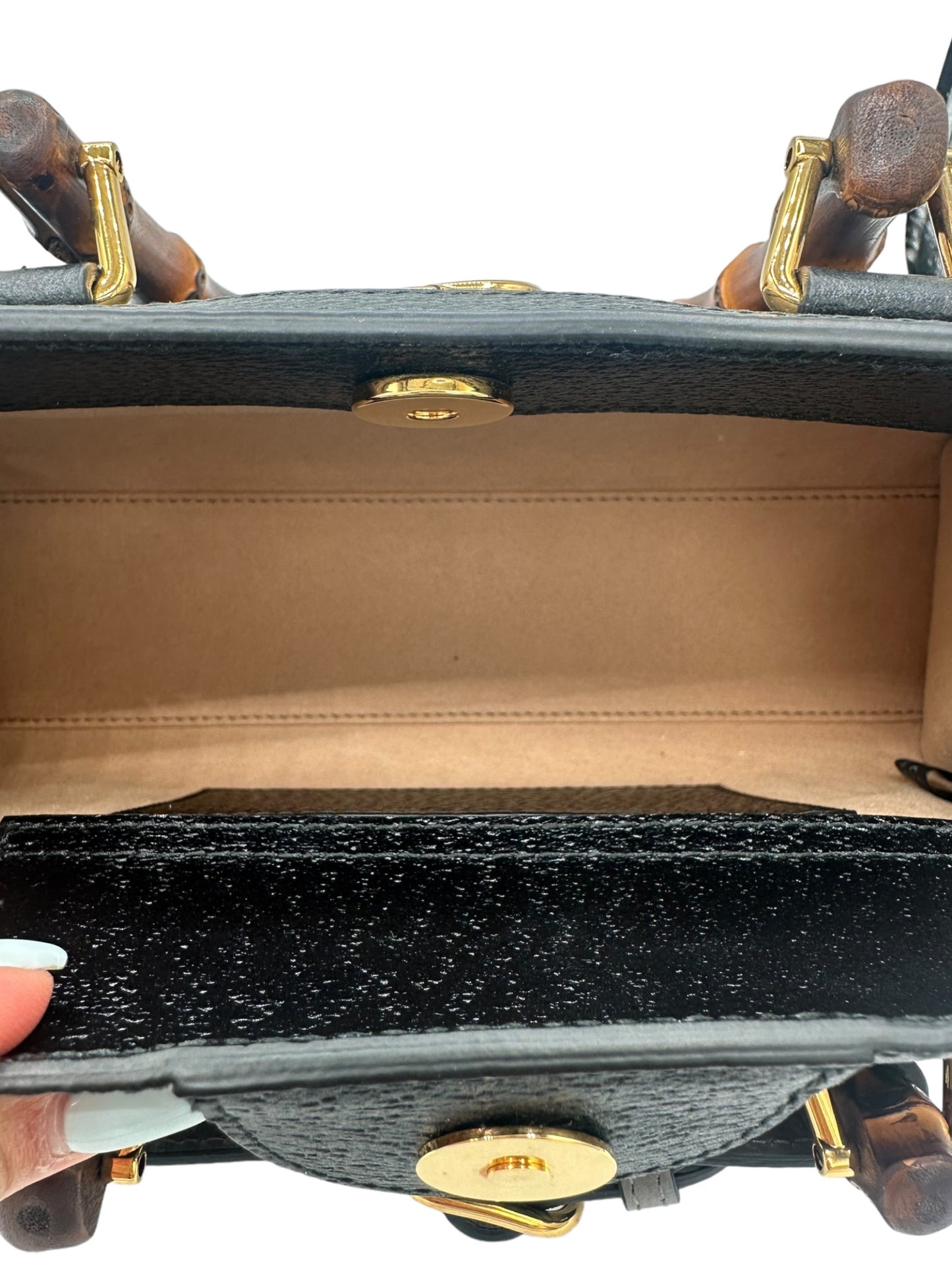 GUCCI - Black Leather Small Diana Shoulder Bag