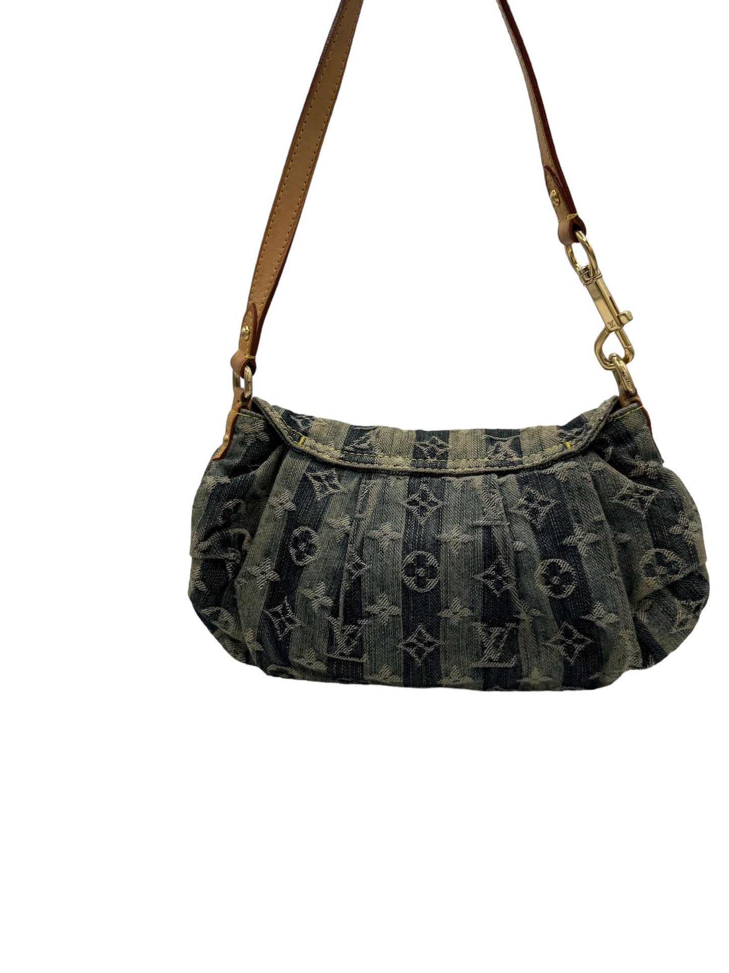 PRE-OWNED LV Mini Pleaty Raye Monogram Denim Shoulder Bag