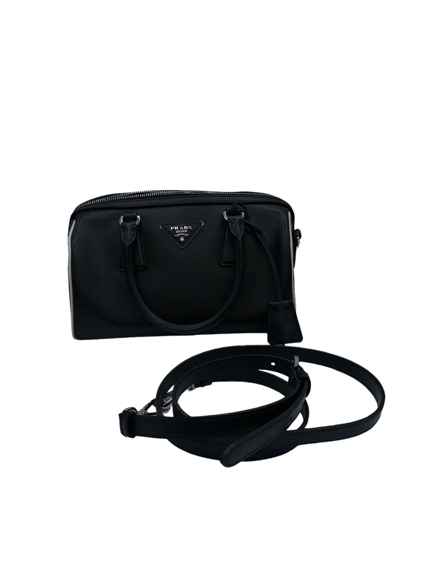 PRADA - Triangle Logo Black Lux Crossbody Bag