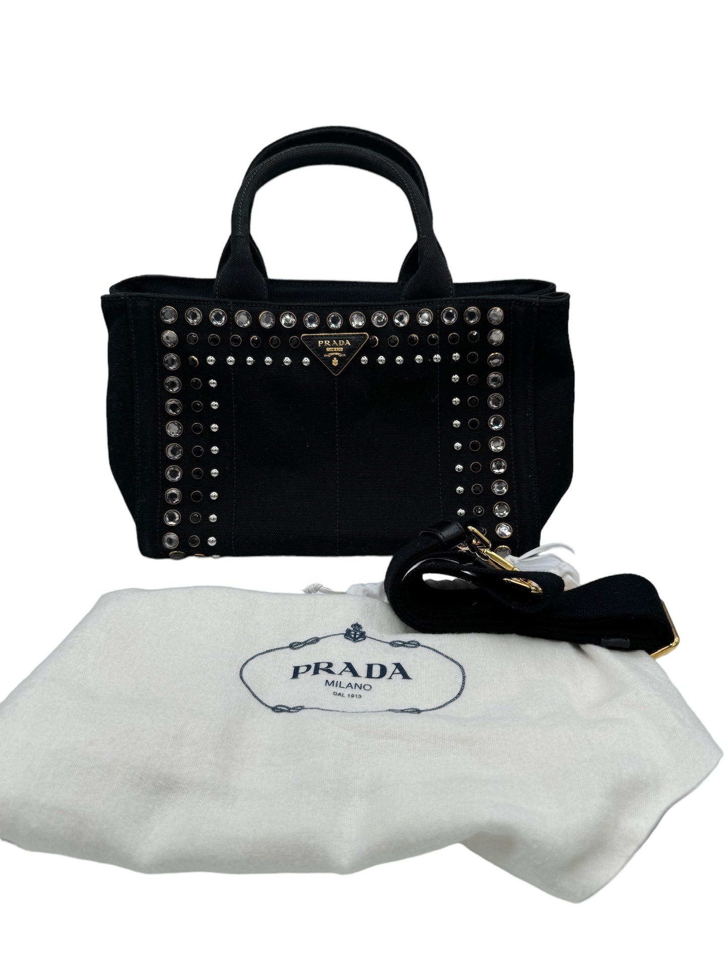 PRADA - Bolso tote Canapa de lona de lona negra