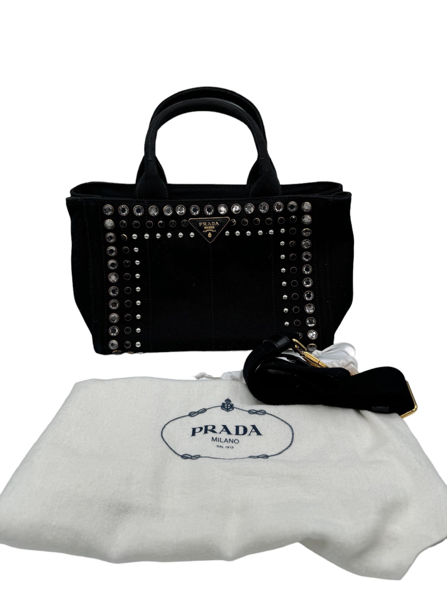 PRADA - Bolso tote Canapa de lona de lona negra