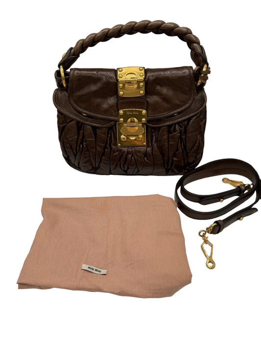 MIU MIU - Dark Brown Matelasse Crossbody Bag