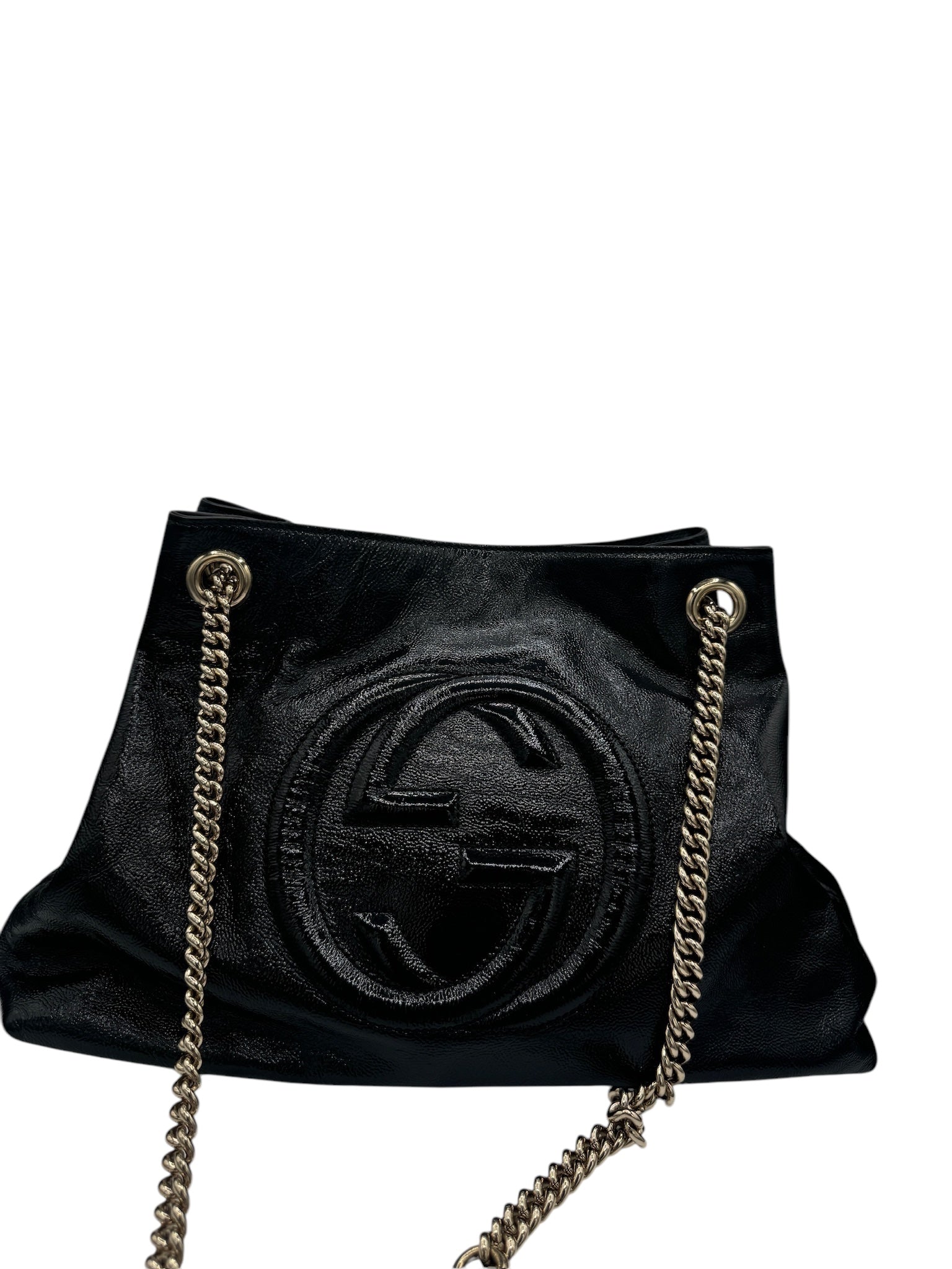 Bolso tote Soho Chain de piel de becerro granulada negra GG USADO