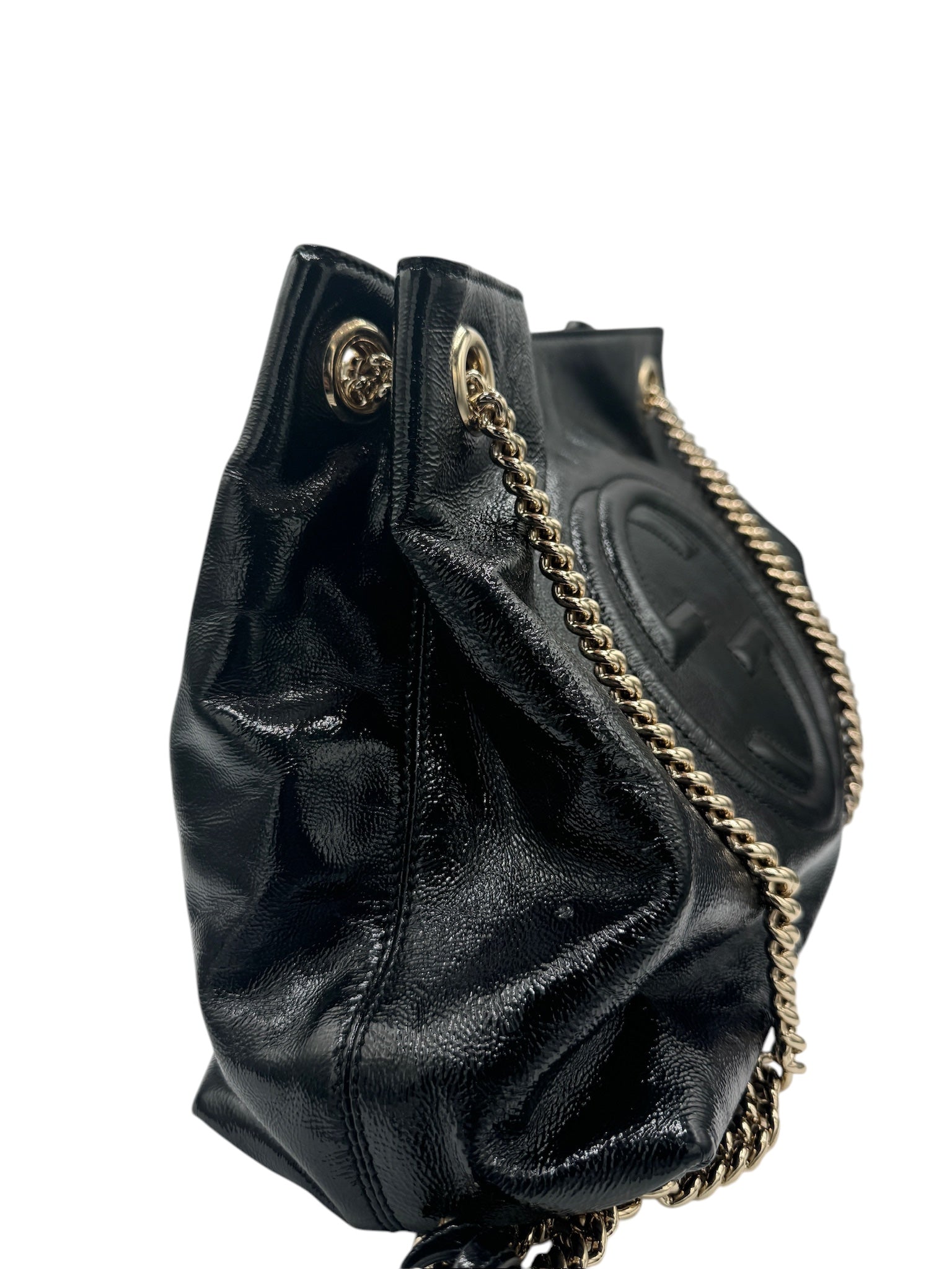 Bolso tote Soho Chain de piel de becerro granulada negra GG USADO