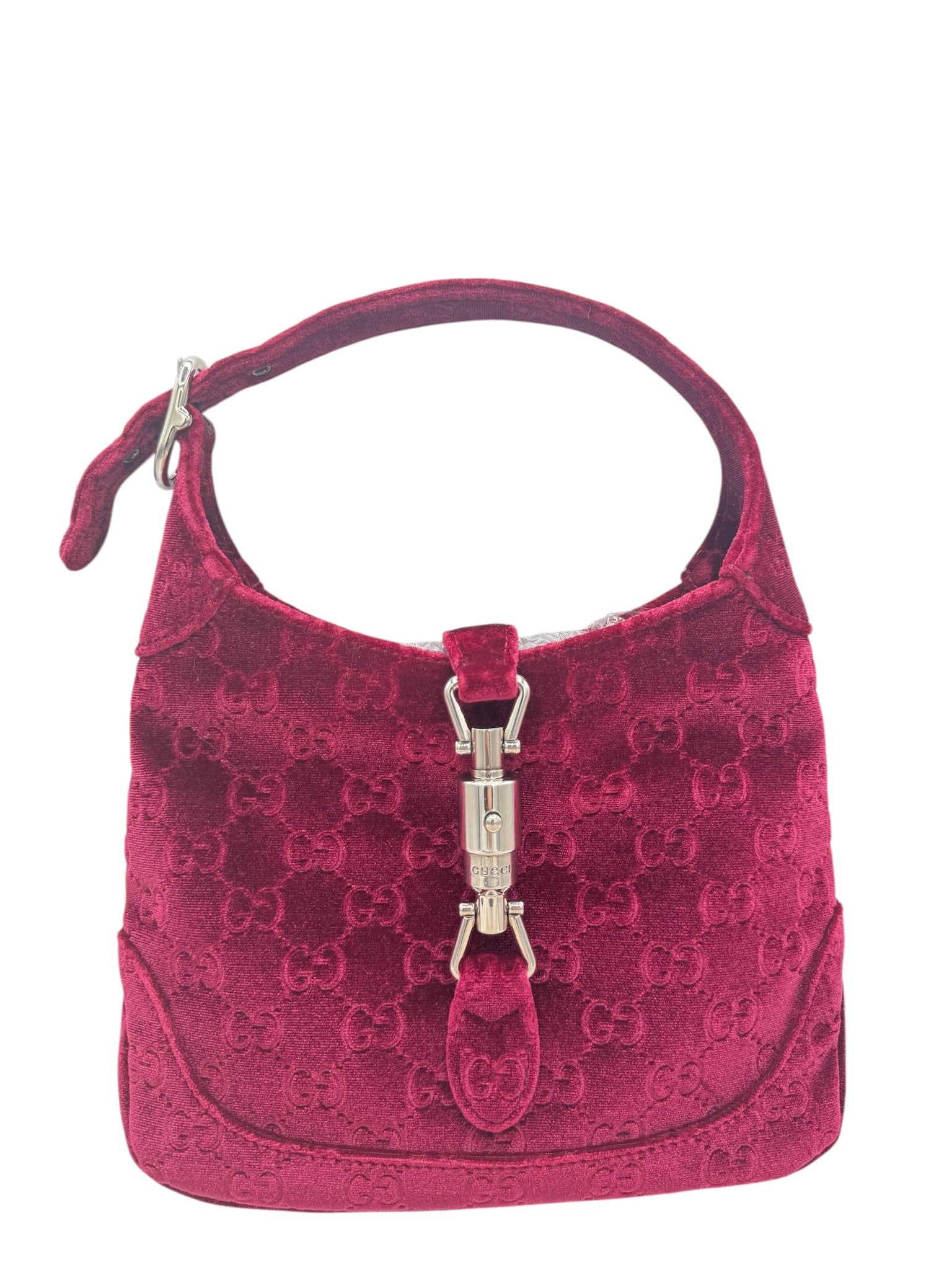 Bolso de hombro de terciopelo burdeos GG Jackie 1961 de segunda mano