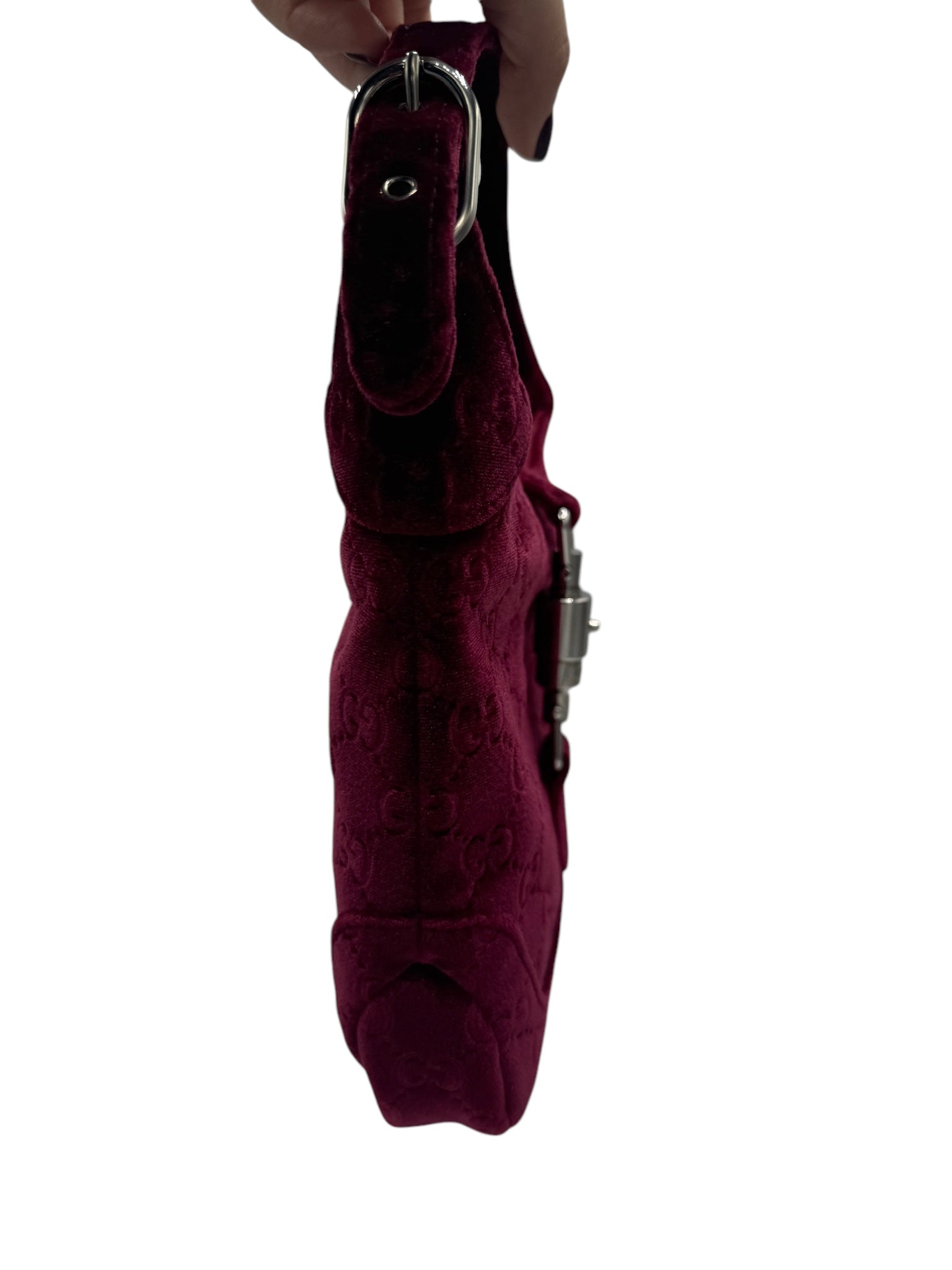 Bolso de hombro de terciopelo burdeos GG Jackie 1961 de segunda mano