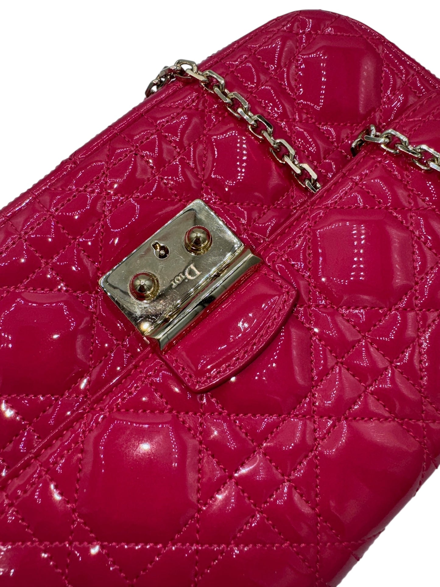 PRE-OWNED Pink Cannage Quilted Patent Leather Miss Dior Promenade Crossbody Bag