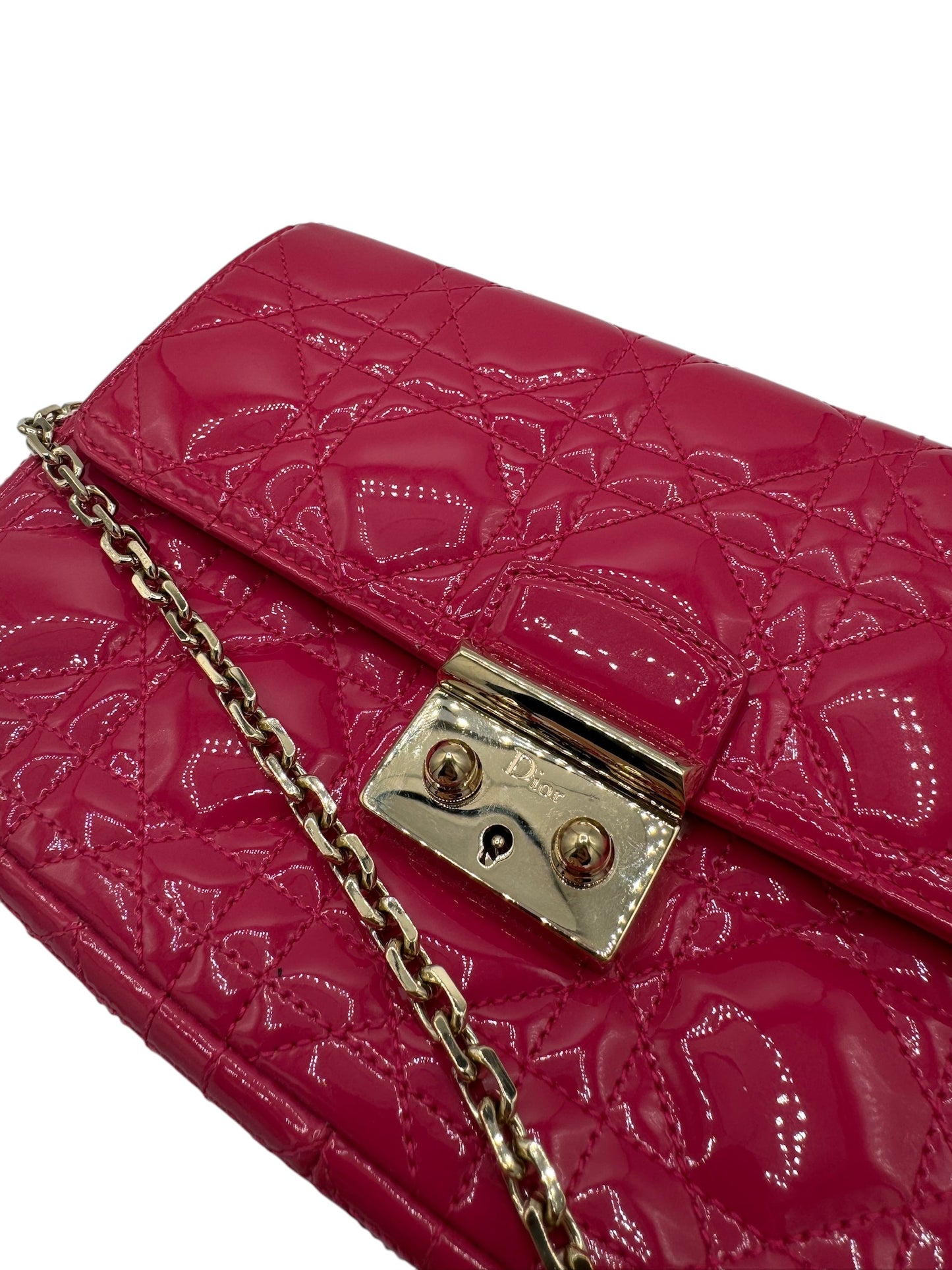 PRE-OWNED Pink Cannage Quilted Patent Leather Miss Dior Promenade Crossbody Bag