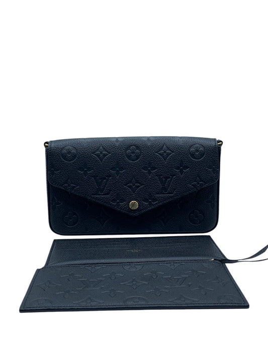 PRE-OWNED LV Black Empreinte Monogram Felicie Pochette Crossbody Bag