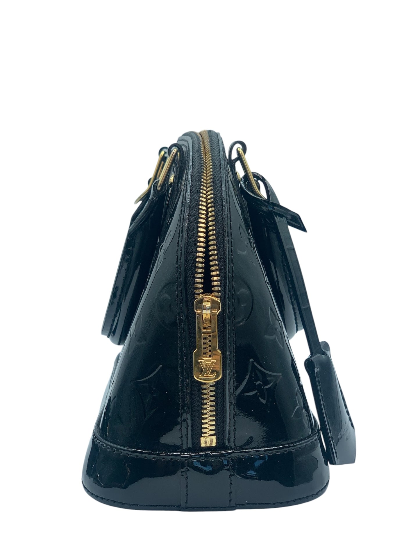 PRE-OWNED LV Black Vernis Alma BB Shoulder Bag