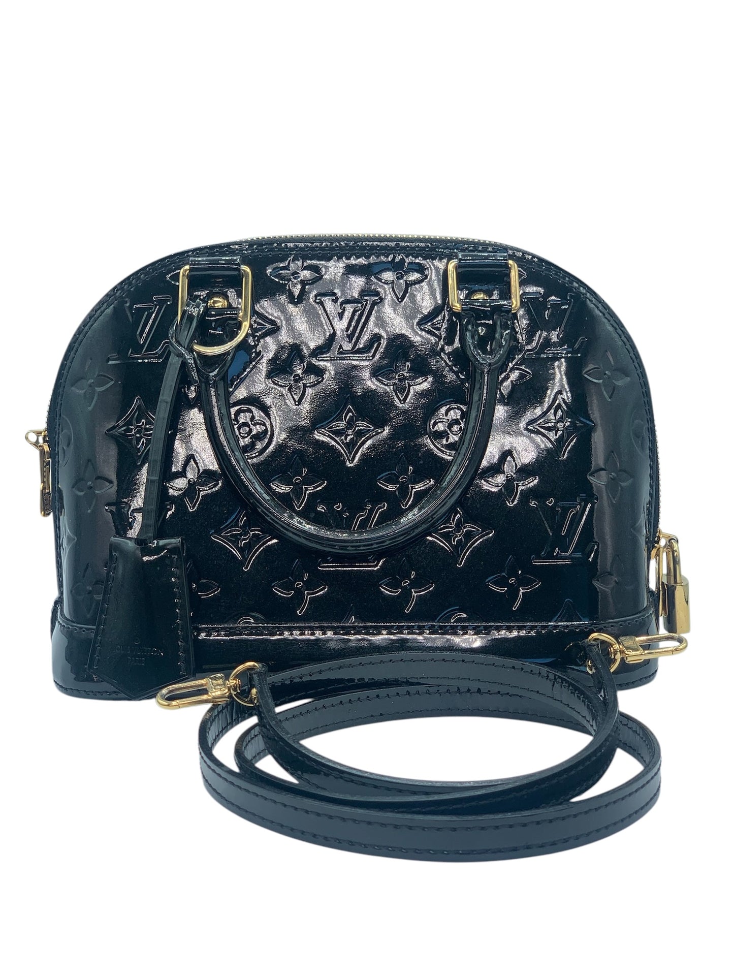 PRE-OWNED LV Black Vernis Alma BB Shoulder Bag