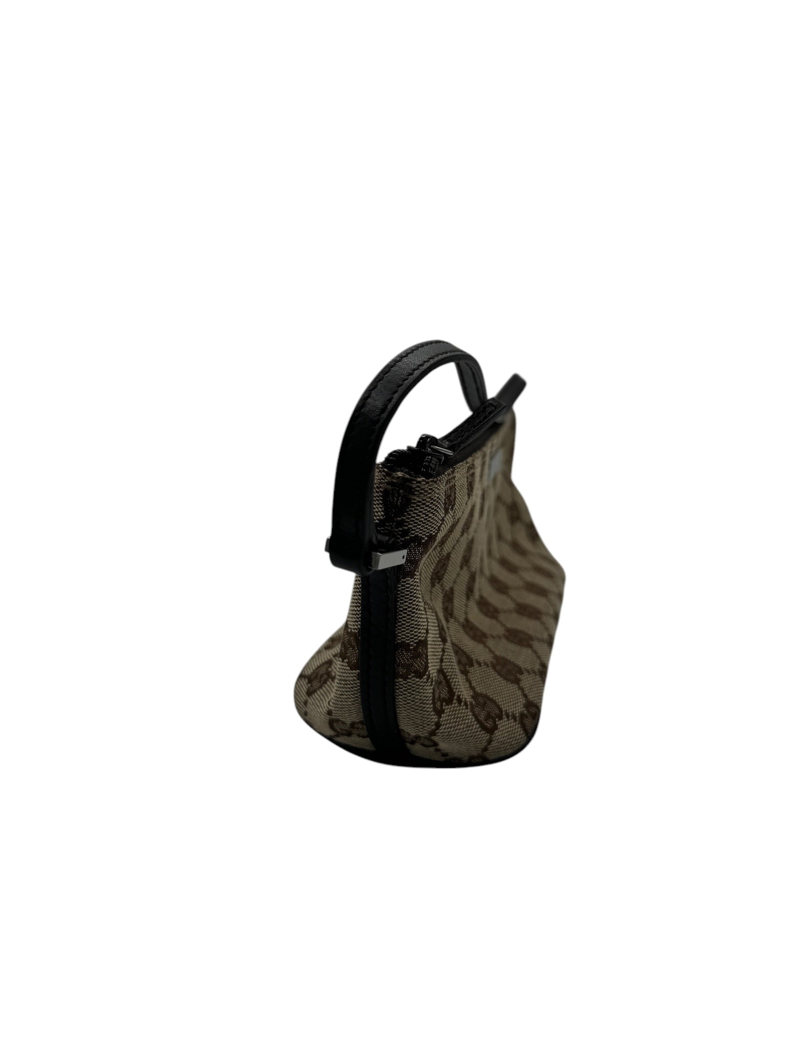 Bolso de mano de lona GG marrón y beige de segunda mano