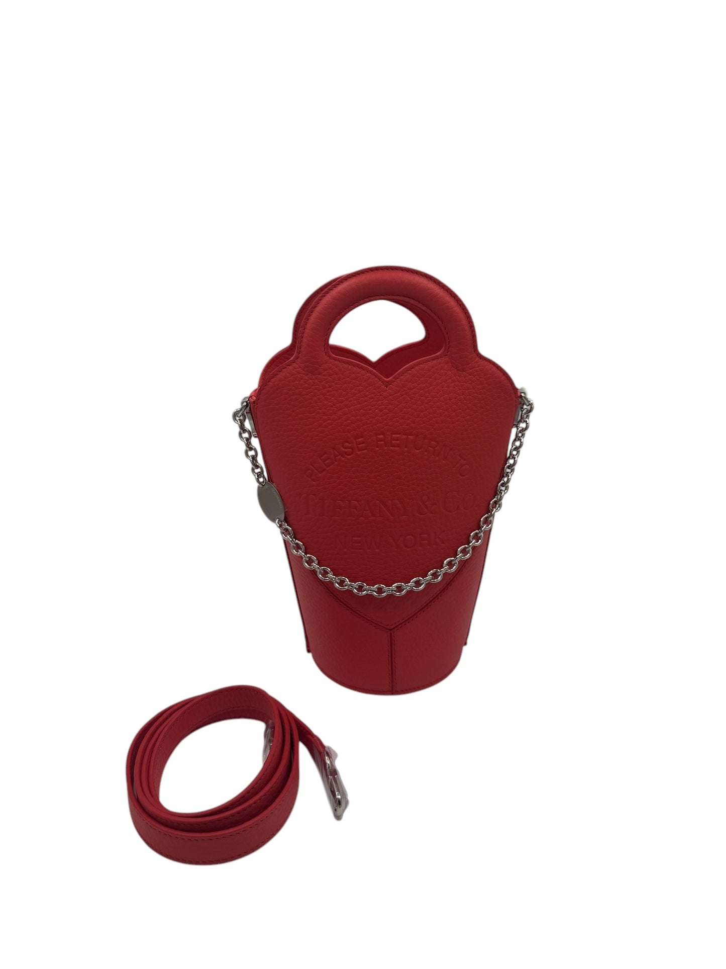 PRE-OWNED Red Supple Leather Heart Shaped Bucket Bag