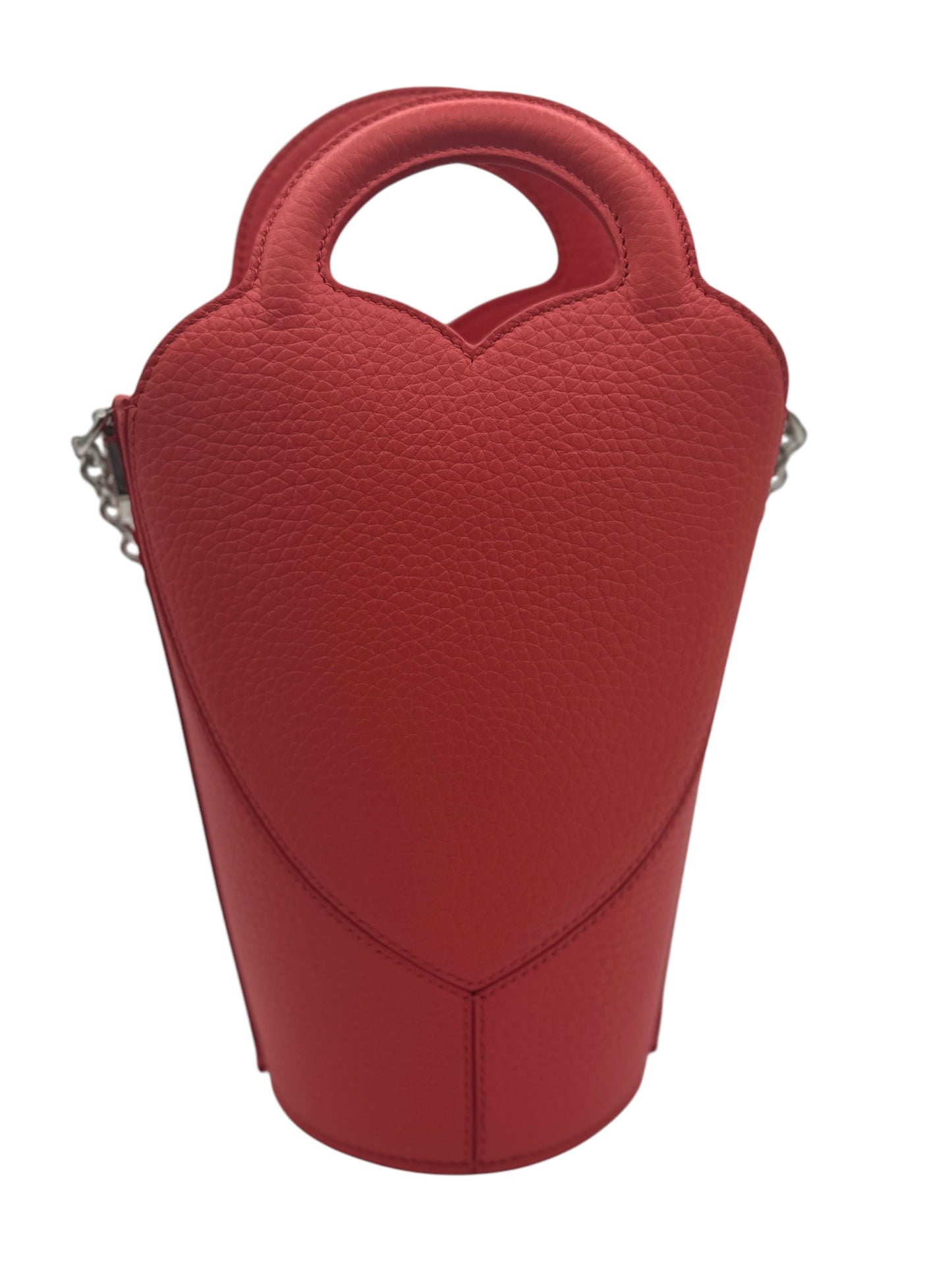 PRE-OWNED Red Supple Leather Heart Shaped Bucket Bag