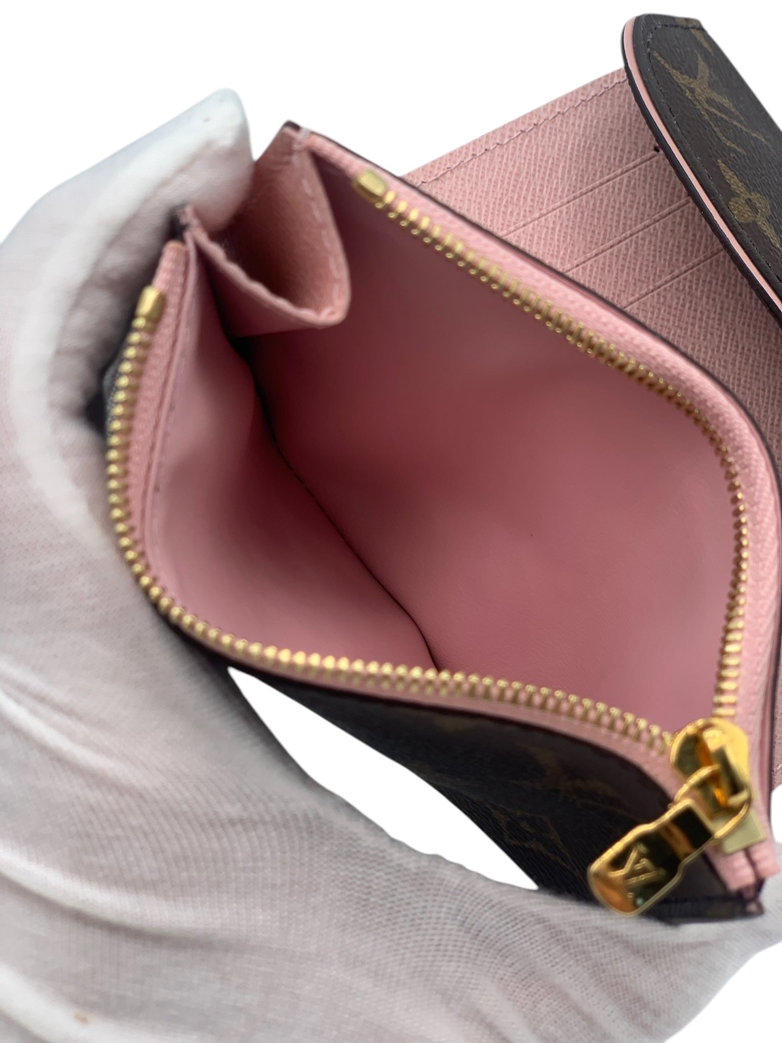 PRE-OWNED LV Monogram Canvas Pink Ballerine Portefeuille Brown Wallet