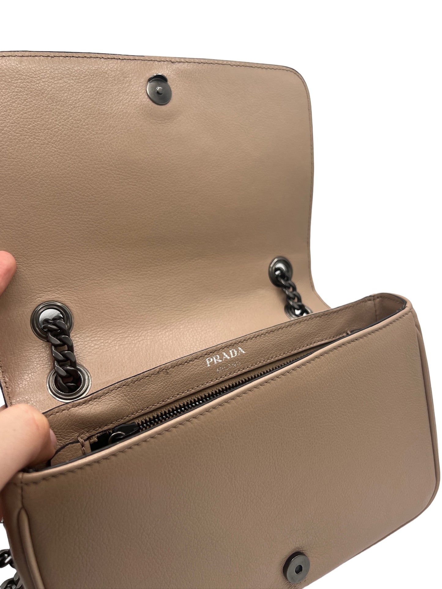 PRADA - Glace Calf Studded Shoulder Bag