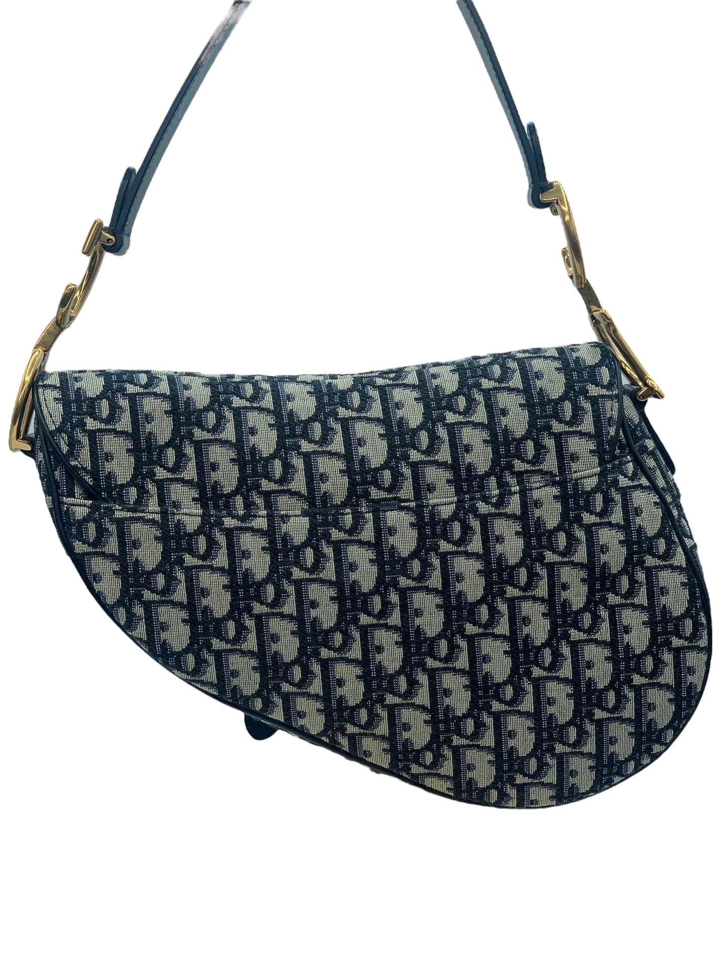 PRE-OWNED CD Navy Oblique Saddle Shoulder Bag