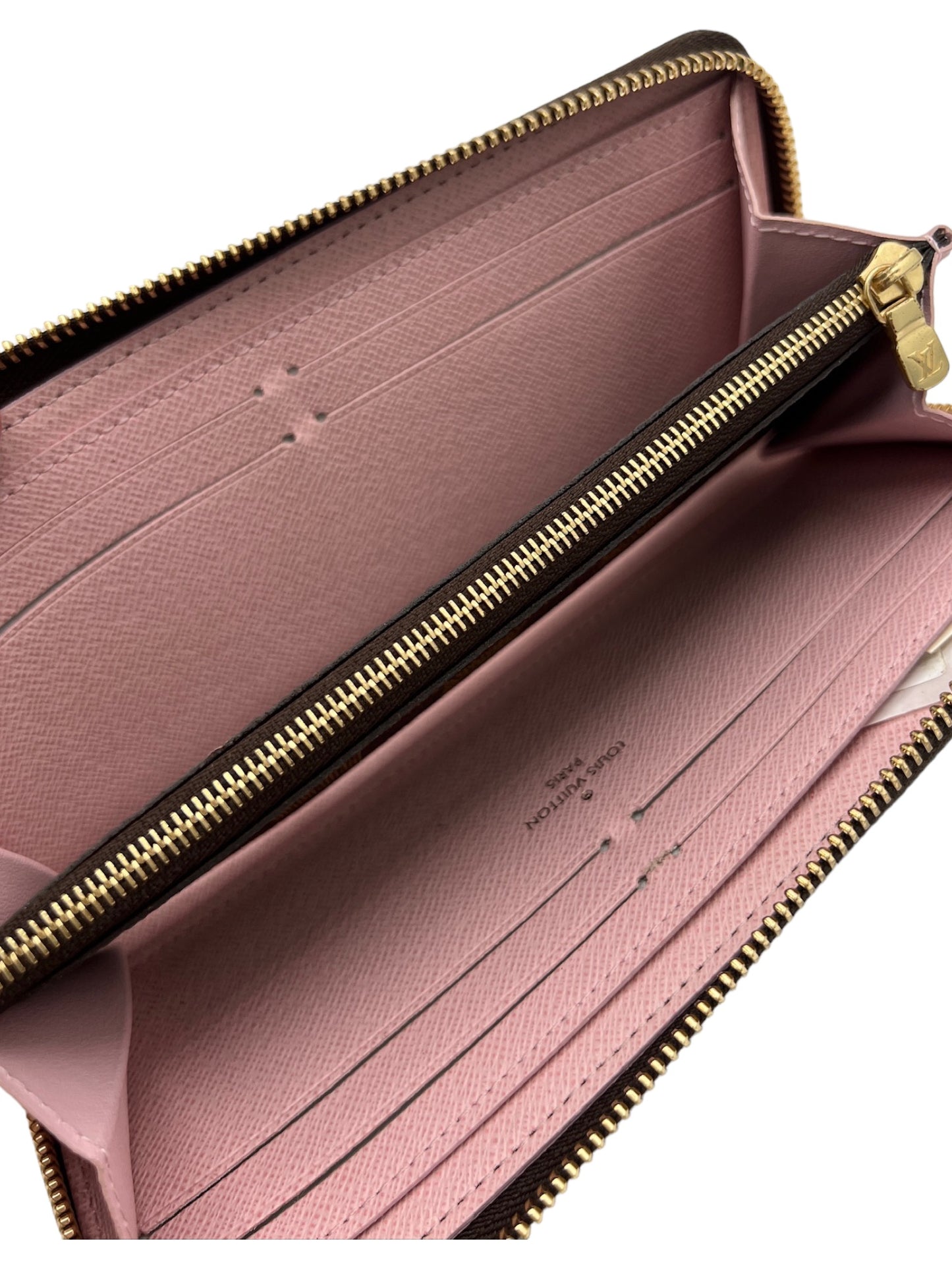 LOUIS VUITTON - Damier Ebene Rose Ballerina Clemence Wallet