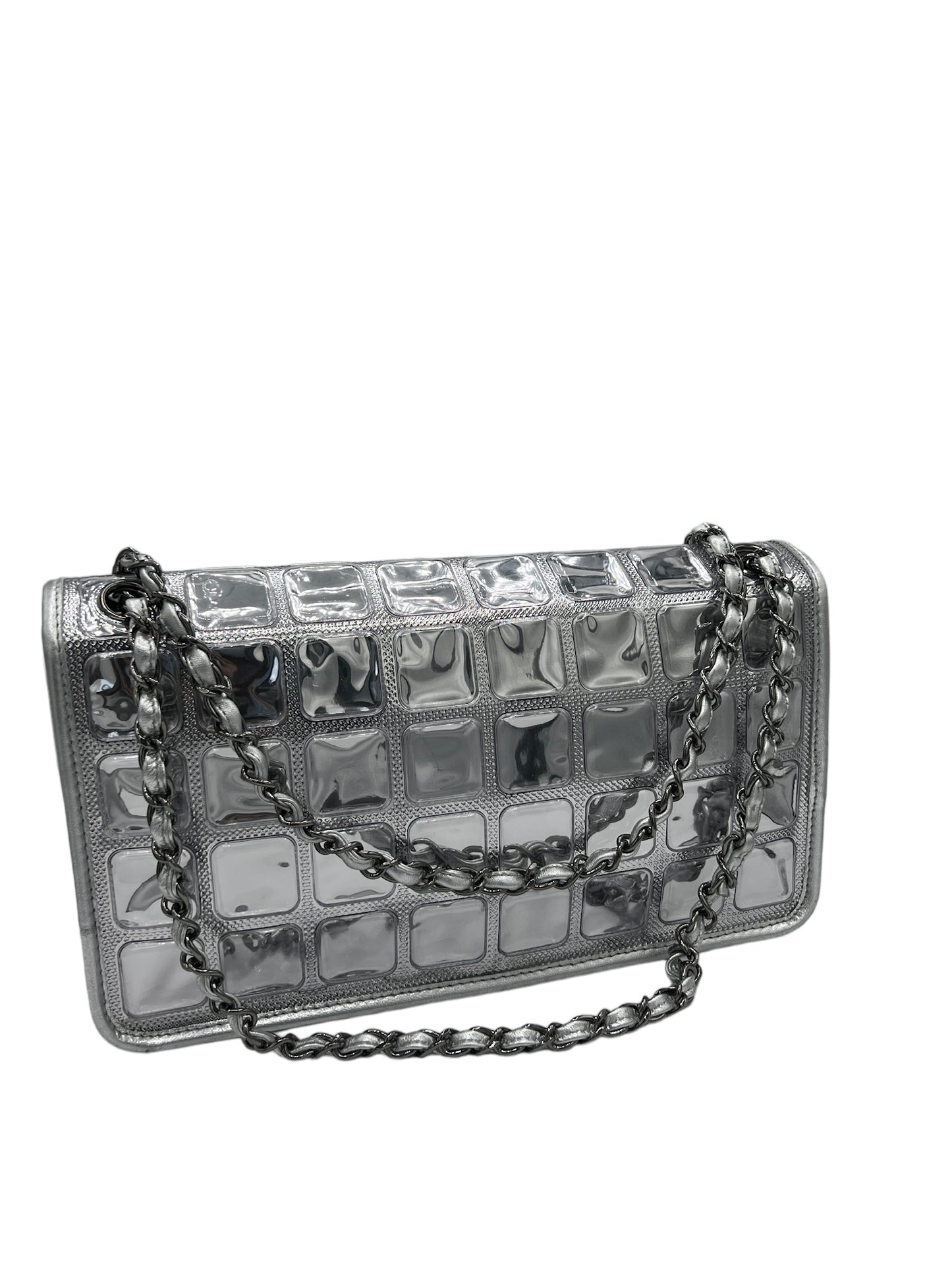 CHANEL - Ice Cube Silver PVC Single Flap Shoulder Bag