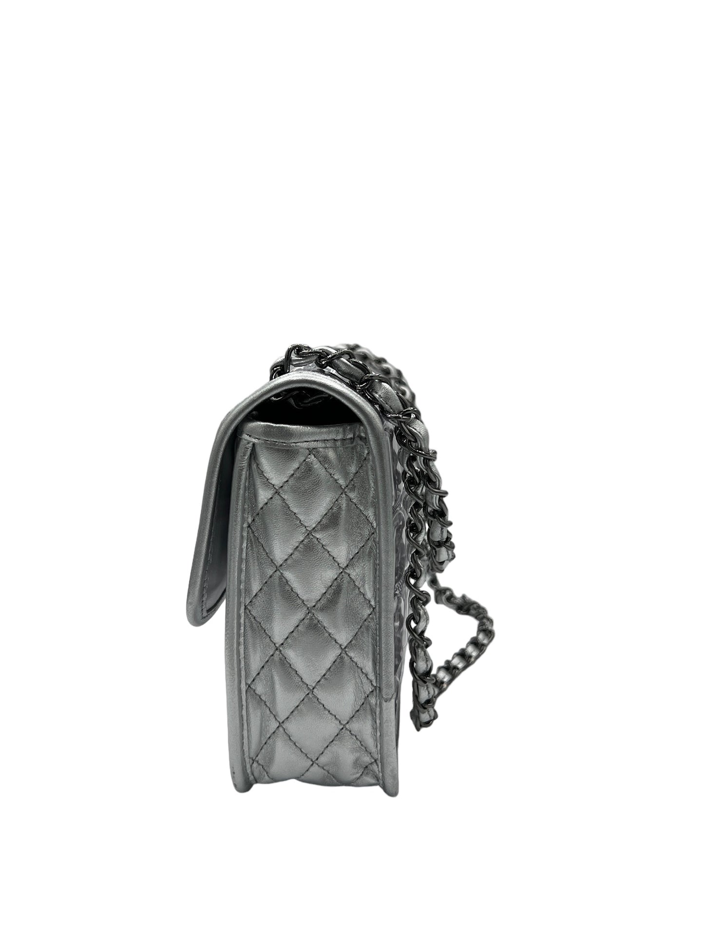 CHANEL - Ice Cube Silver PVC Single Flap Shoulder Bag