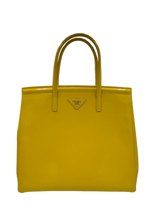 PRADA - Yellow Patent Leather Tote Bag