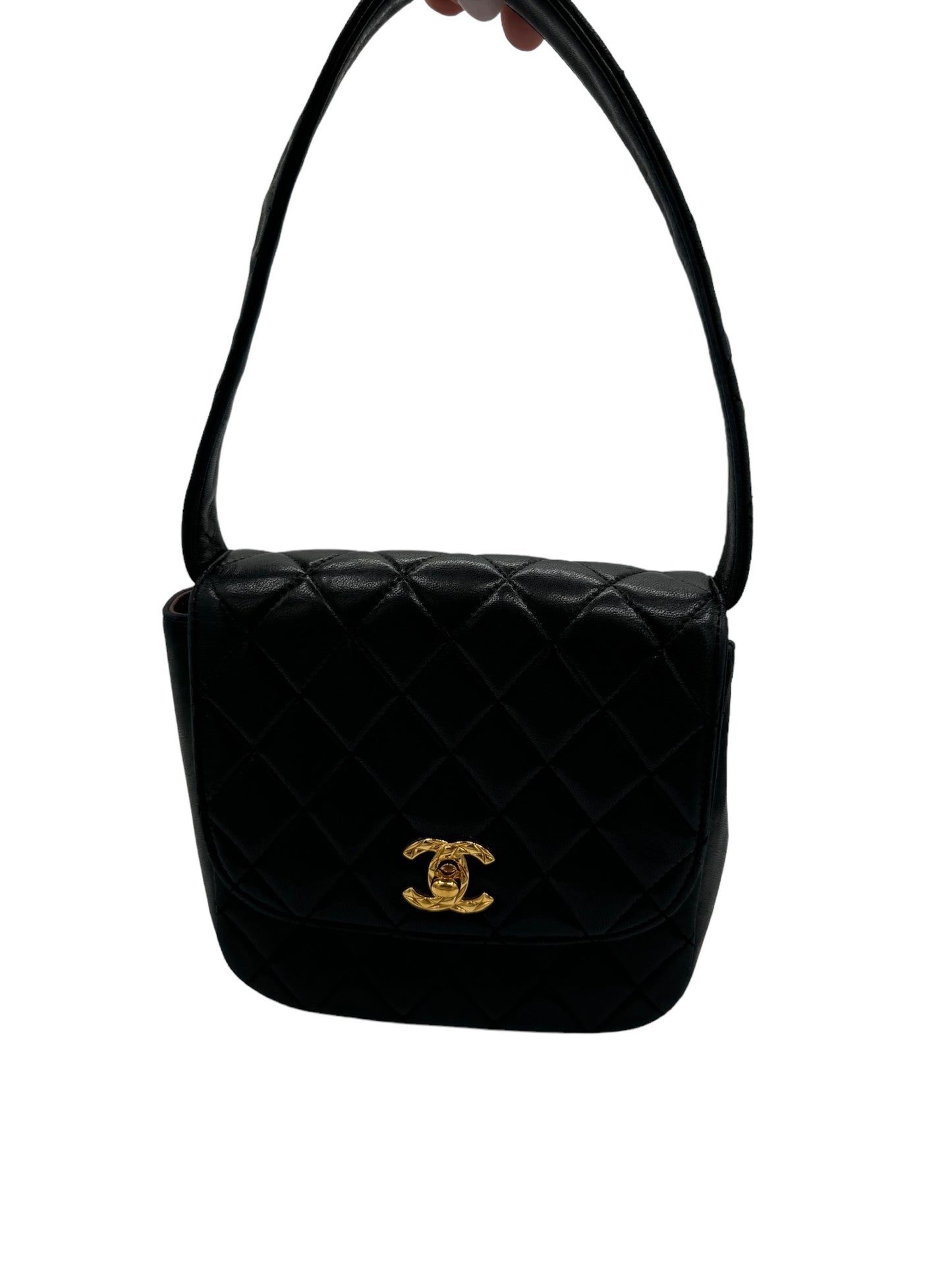 CHANEL - Matelasse Black Lambskin Handbag