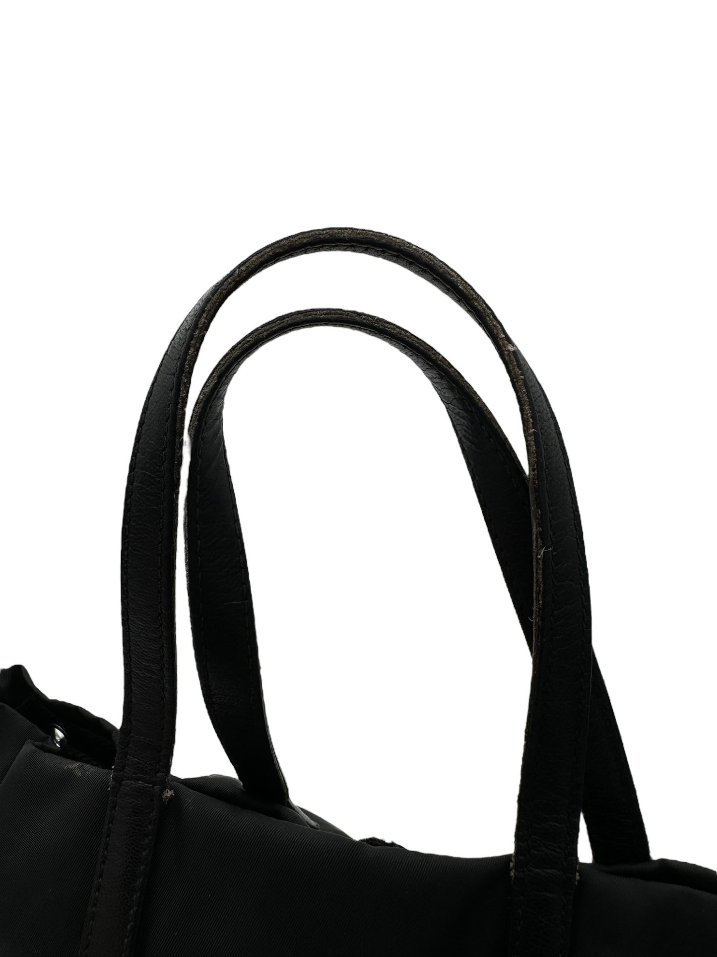 PRADA - Tote Bag Black Nylon Leather Chemical Fiber