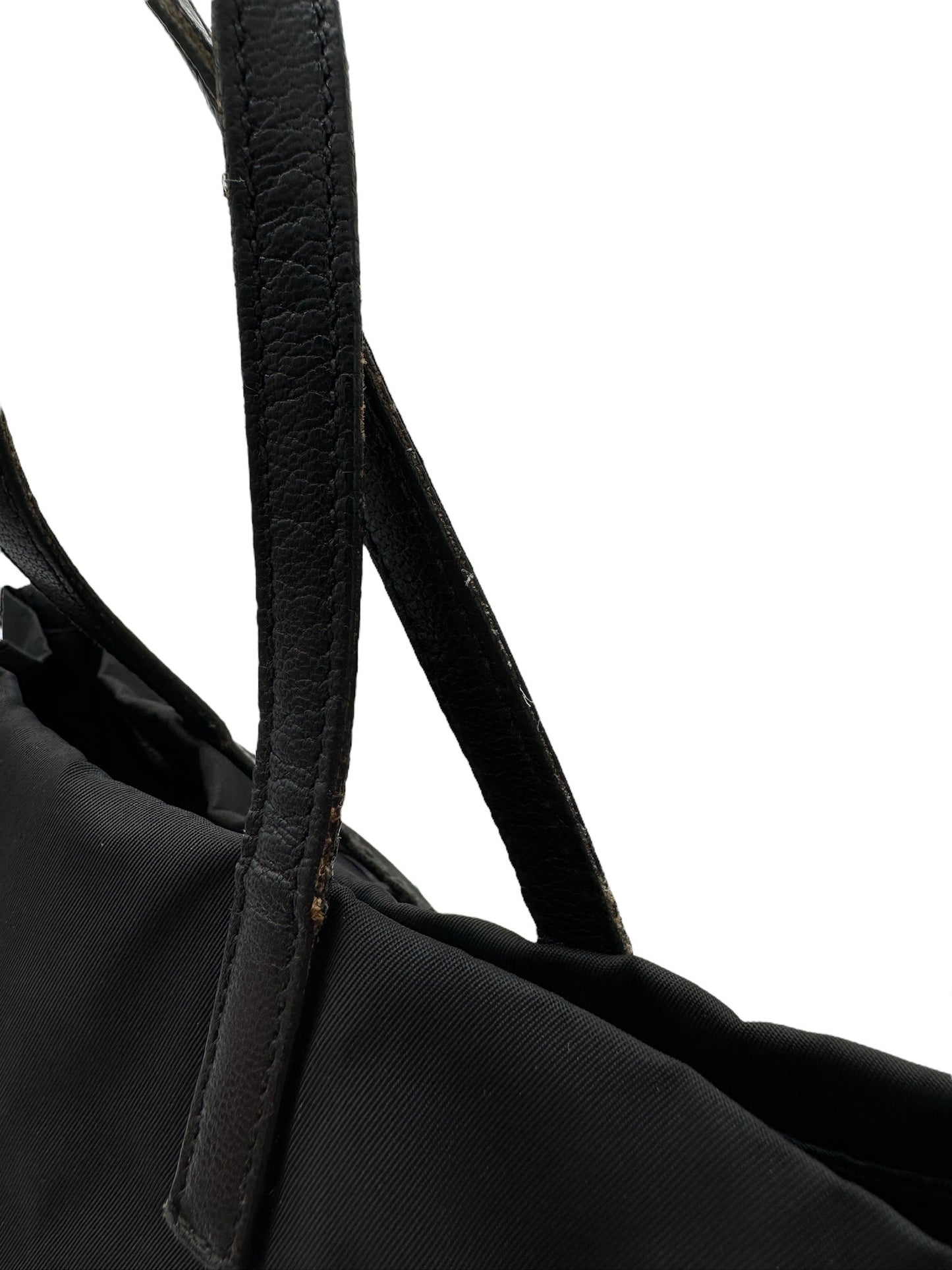 PRADA - Tote Bag Black Nylon Leather Chemical Fiber