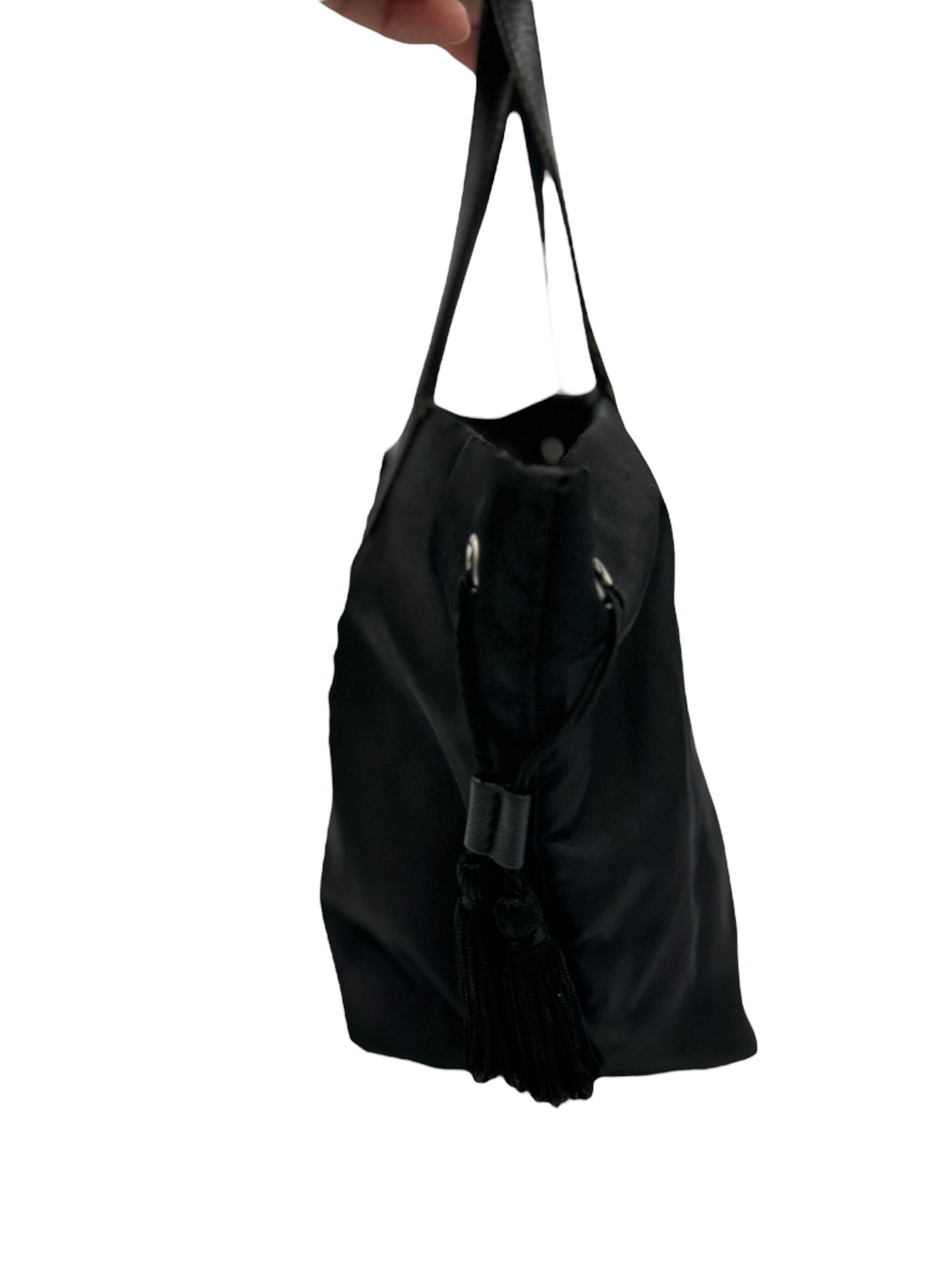 PRADA - Tote Bag Black Nylon Leather Chemical Fiber