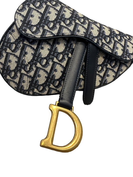 DIOR - Navy Oblique Mini Saddle Bag