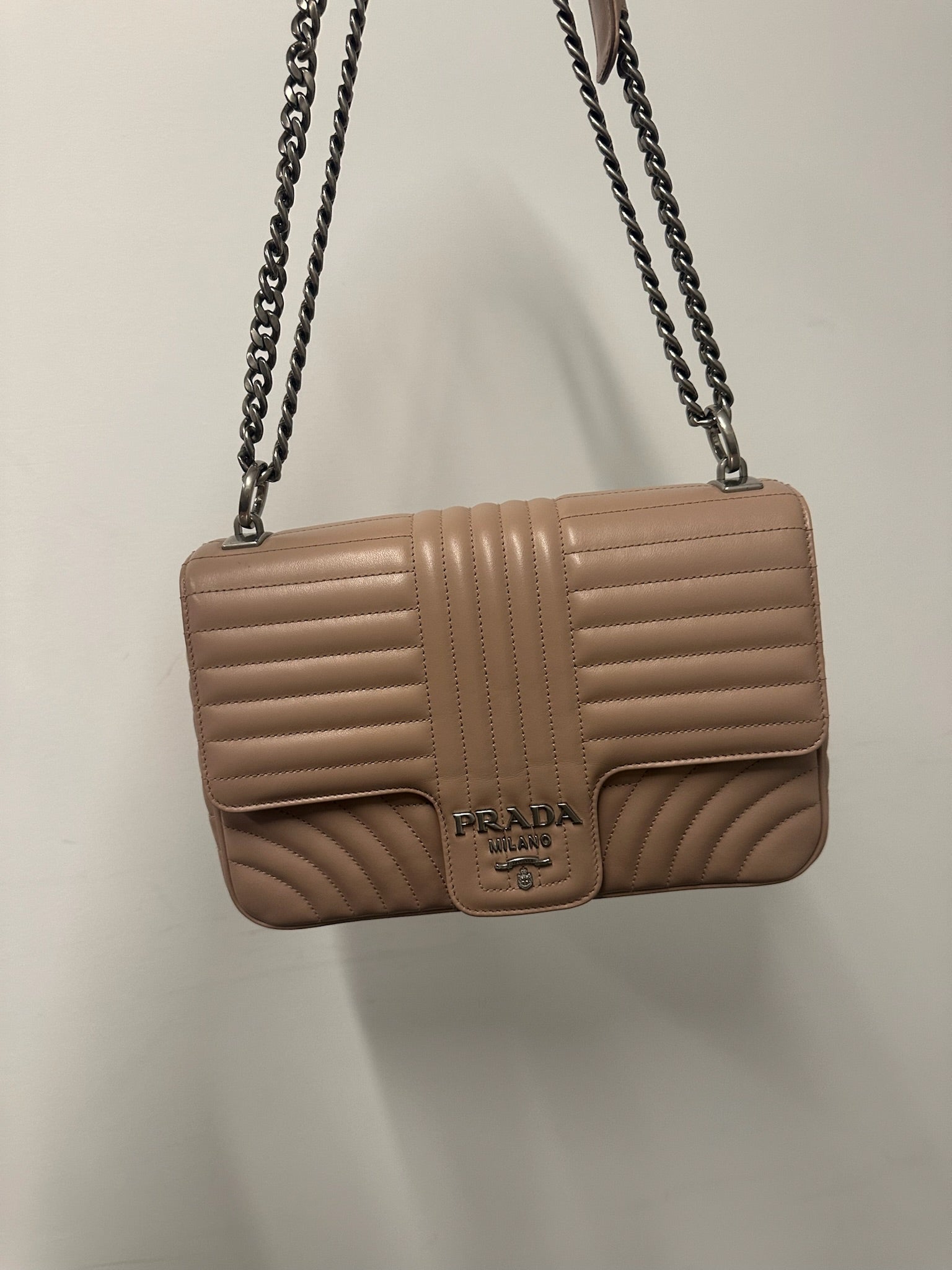 PRADA - Cipria Soft Calf Medium Diagramme Flap Bag