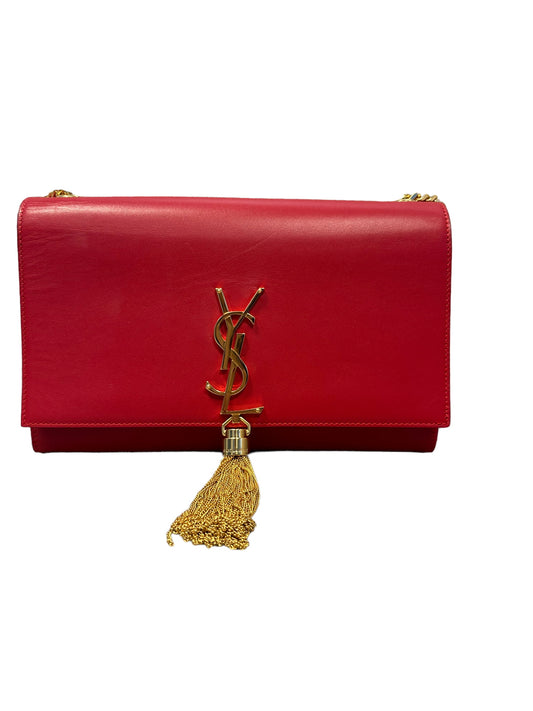 SAINT LAURENT - Smooth Red Medium Kate Tassel Bag