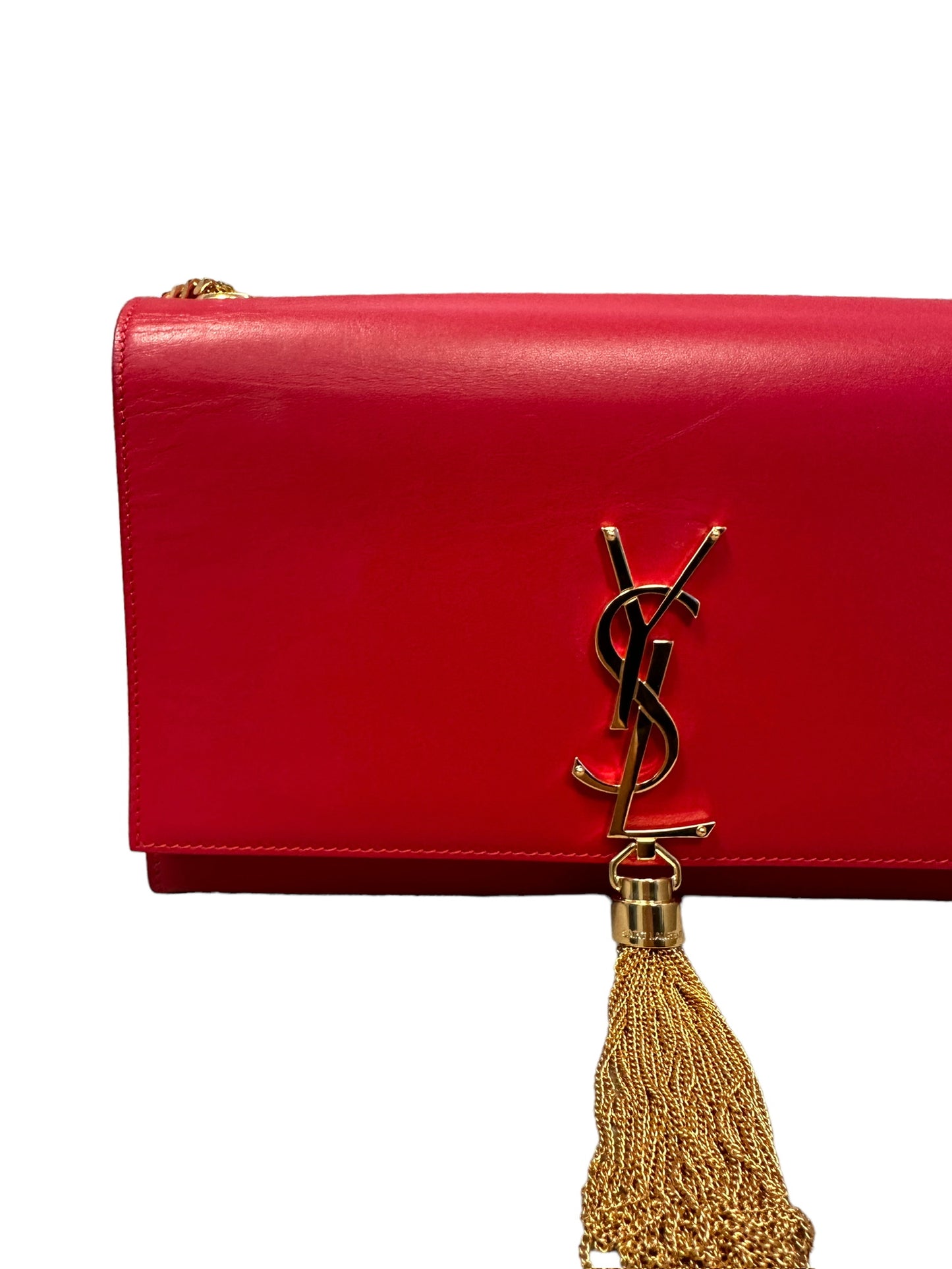 SAINT LAURENT - Smooth Red Medium Kate Tassel Bag