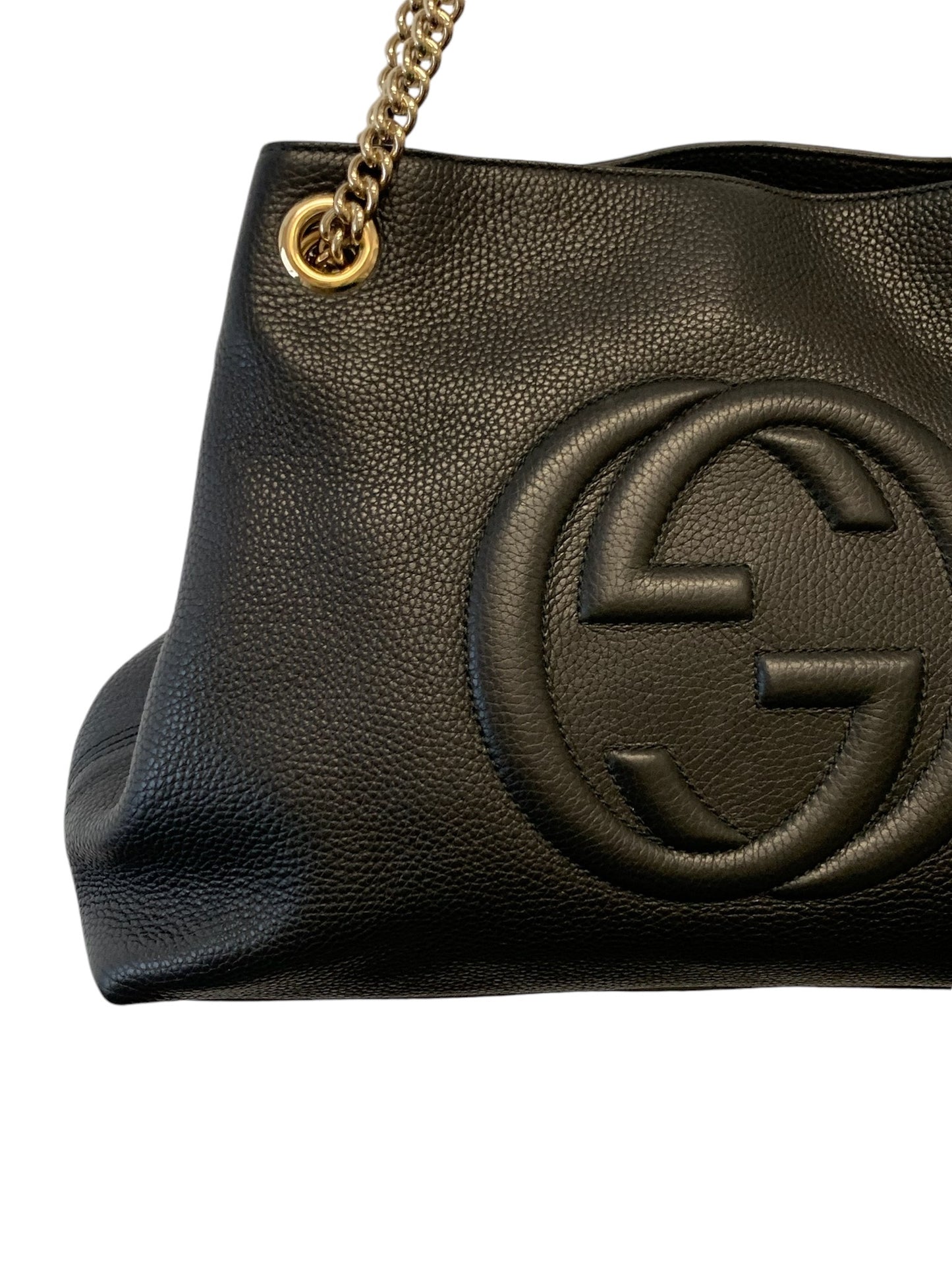 GUCCI - Black Pebbled Leather Soho Disco Chain Tote