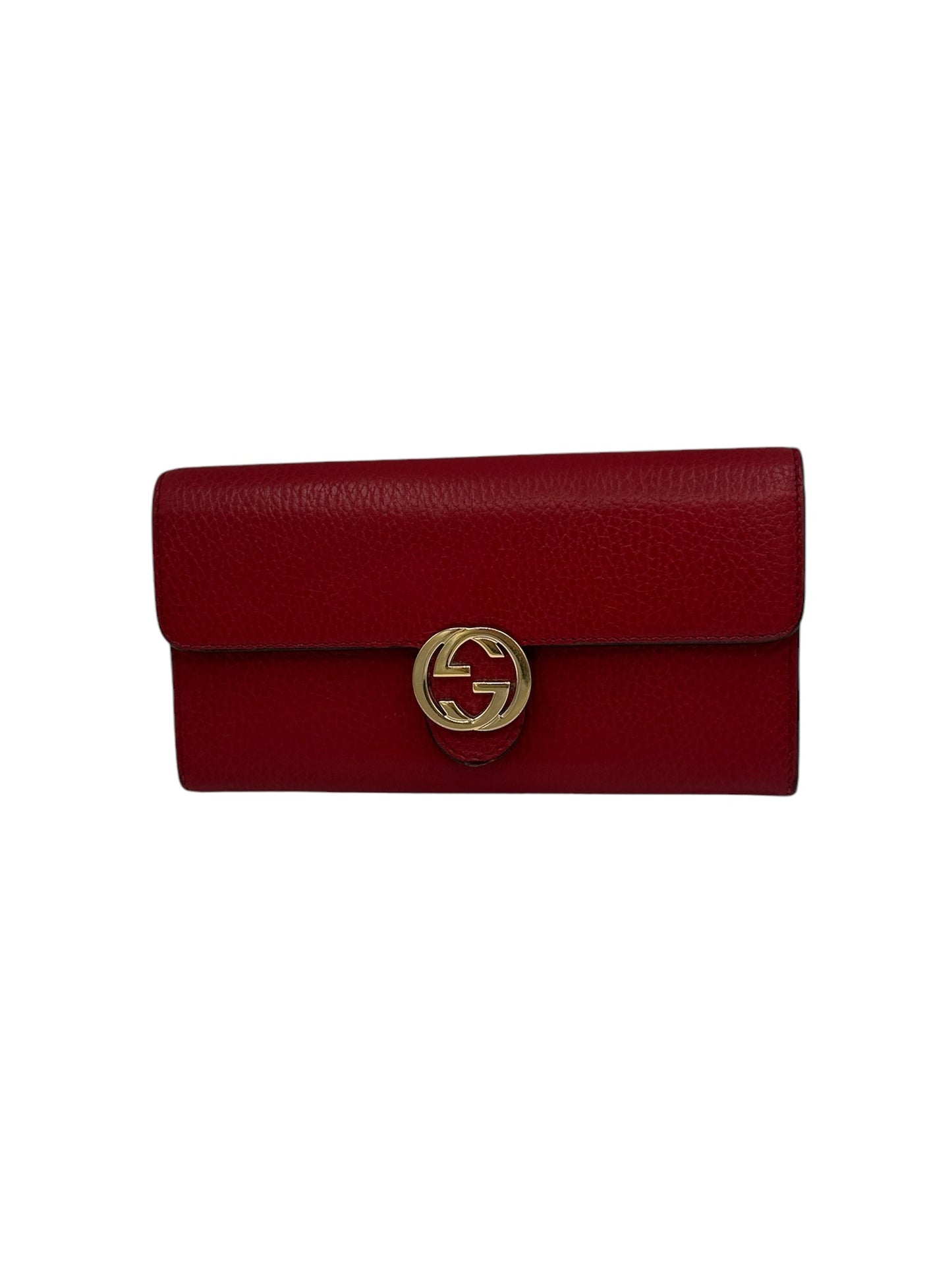 GUCCI - Cartera continental entrelazada de piel roja