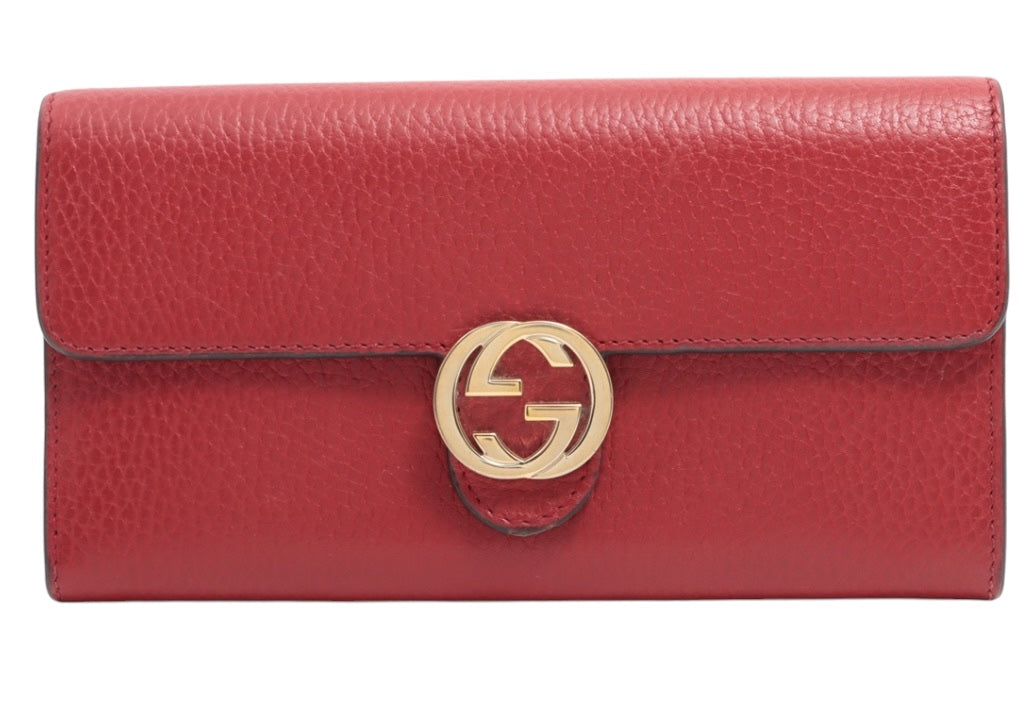 GUCCI - Cartera continental entrelazada de piel roja